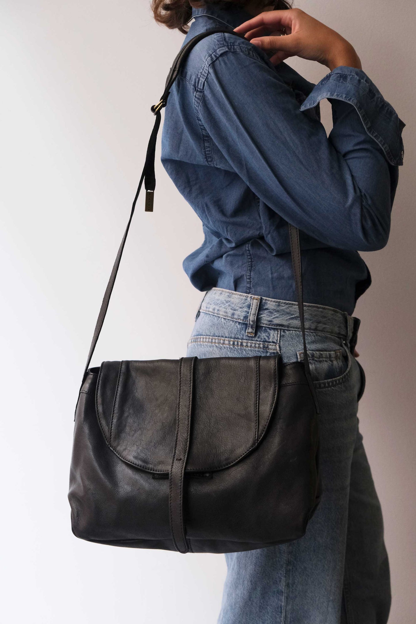 Do saddle bag in black soft nappa - Made in Italy -