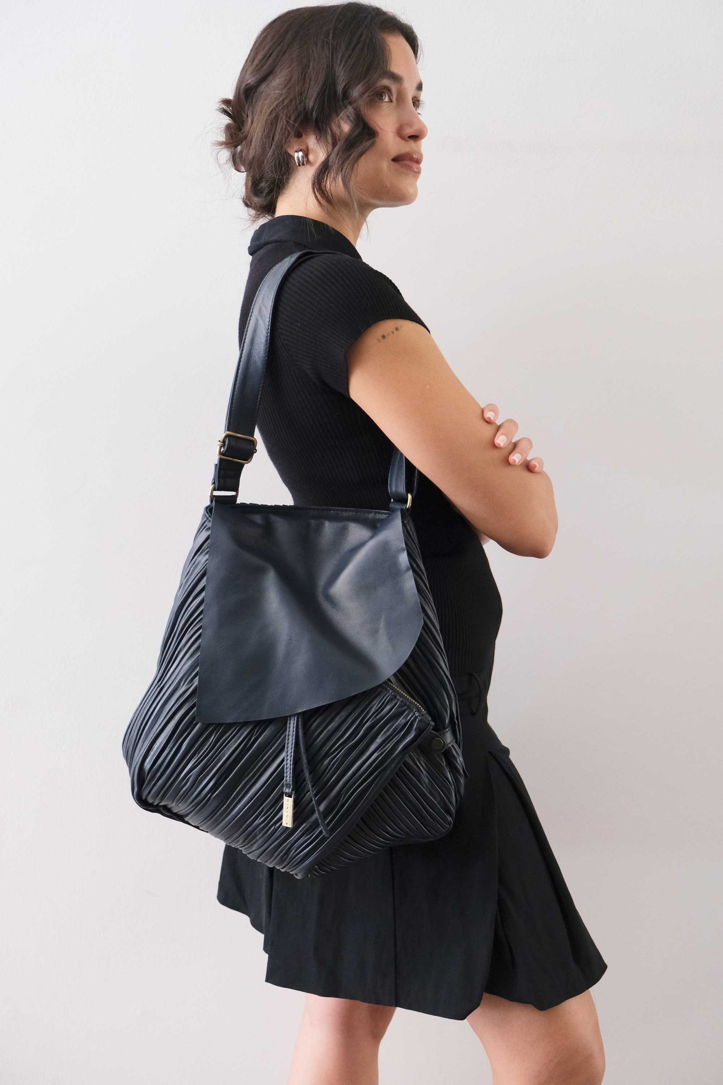 PRE ORDER discount 15%- Gabri tote bag in pleated navy colour nappa leather- use code PREORDER15 - DELIVERY IS ESTIMATED WITHIN APPROXIMATELY 30 DAYS FROM THE ORDER DATE - Made in Italy -