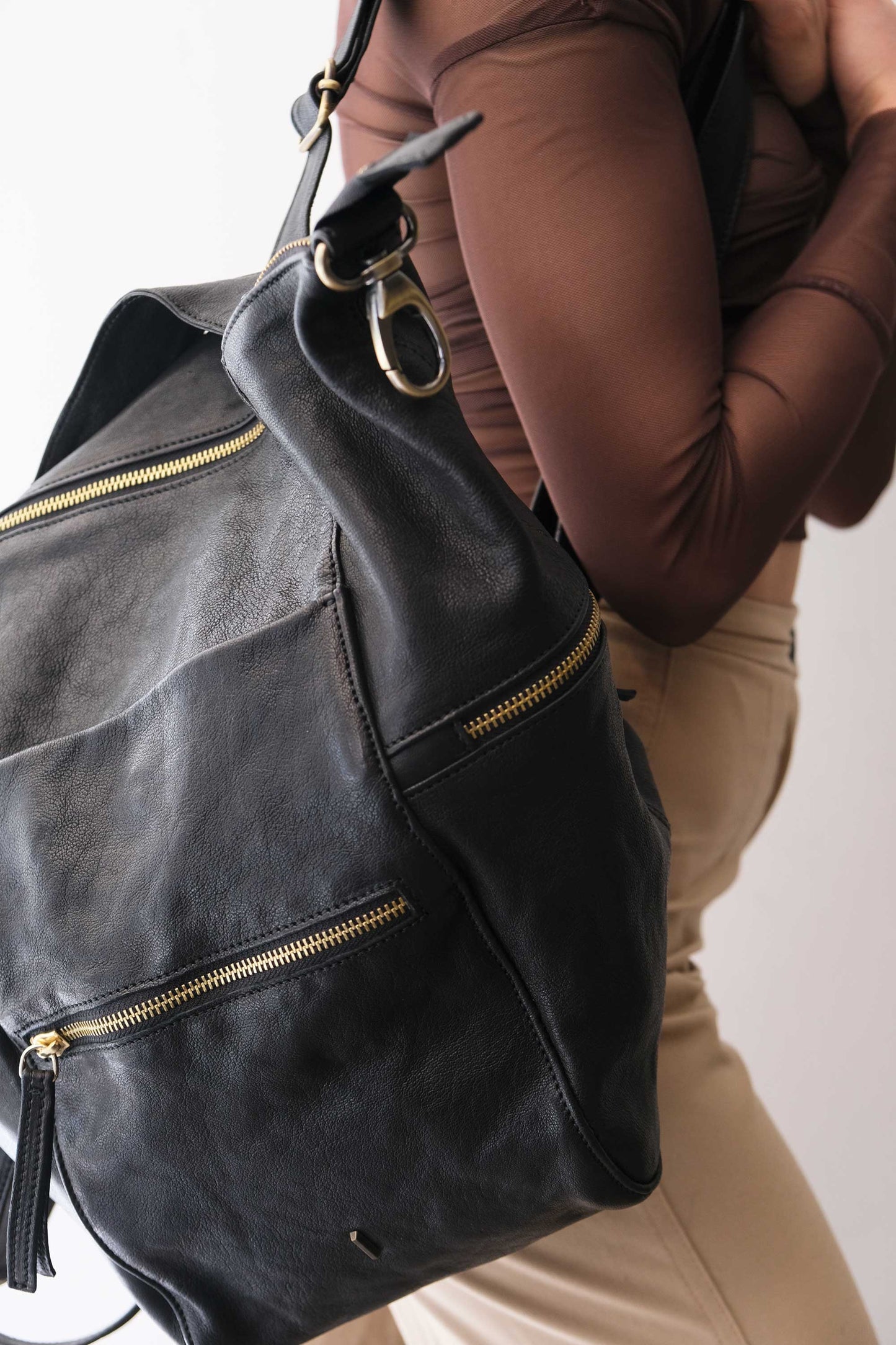 Vicky 2 backpack in black vegetable - Made in Italy -