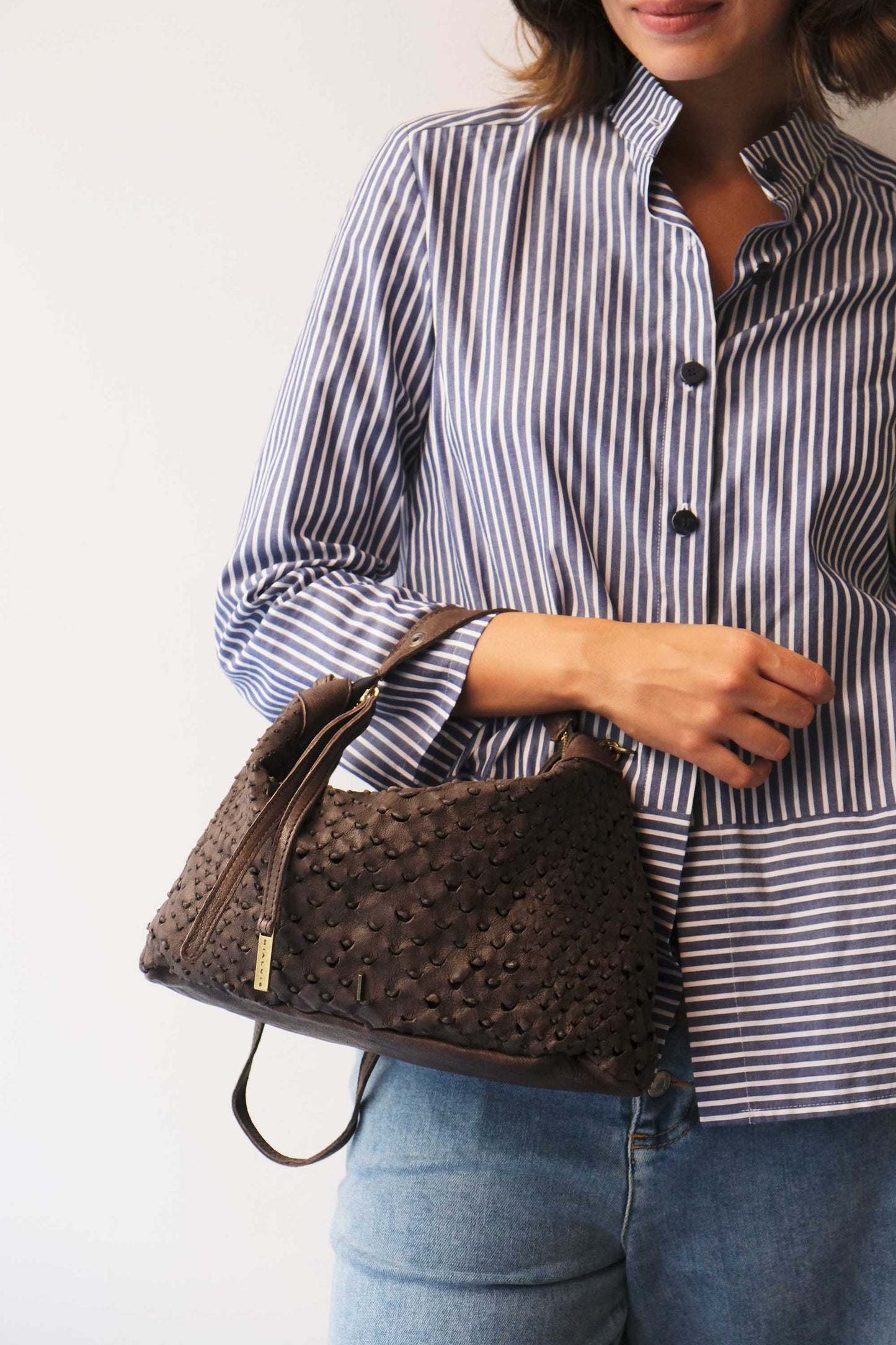 PRE ORDER discount 15%- Chicca Media hobo bag in brown perforated nappa - use code PREORDER15 - DELIVERY IS ESTIMATED WITHIN APPROXIMATELY 30 DAYS FROM THE ORDER DATE - Made in Italy -