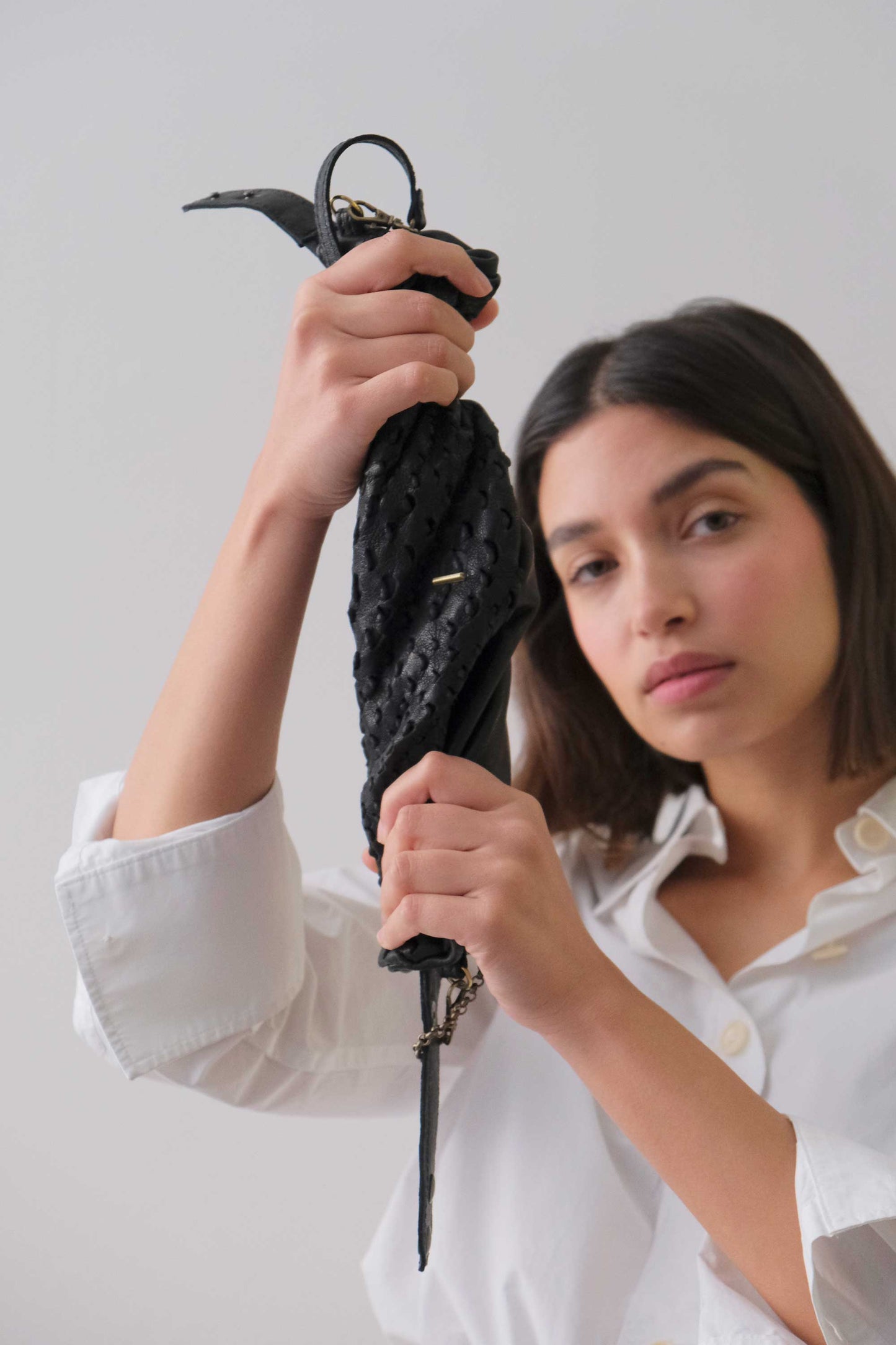 PRE ORDER discount 15%- Chicca Media hobo bag in black perforated nappa - use code PREORDER15 - DELIVERY IS ESTIMATED WITHIN APPROXIMATELY 30 DAYS FROM THE ORDER DATE- Made in Italy -