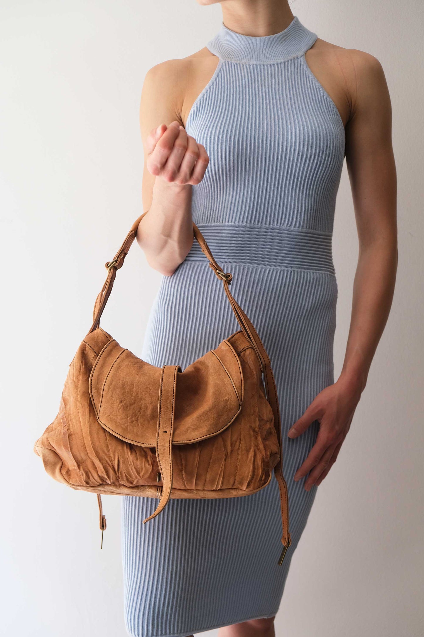 Do saddle bag cognac in soft nappa lomé - Made in Italy -