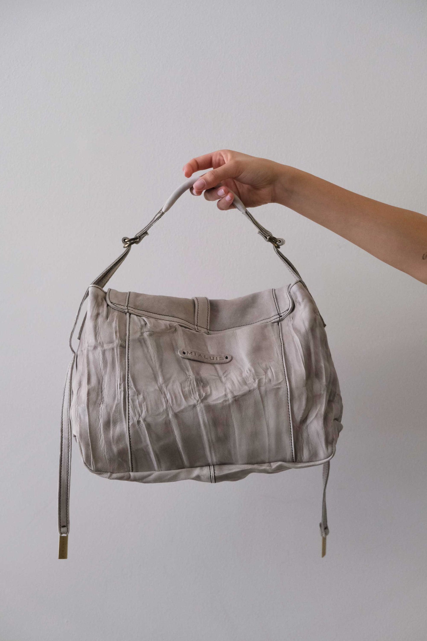 Do saddle bag in pomice soft nappa lomé - Made in Italy-