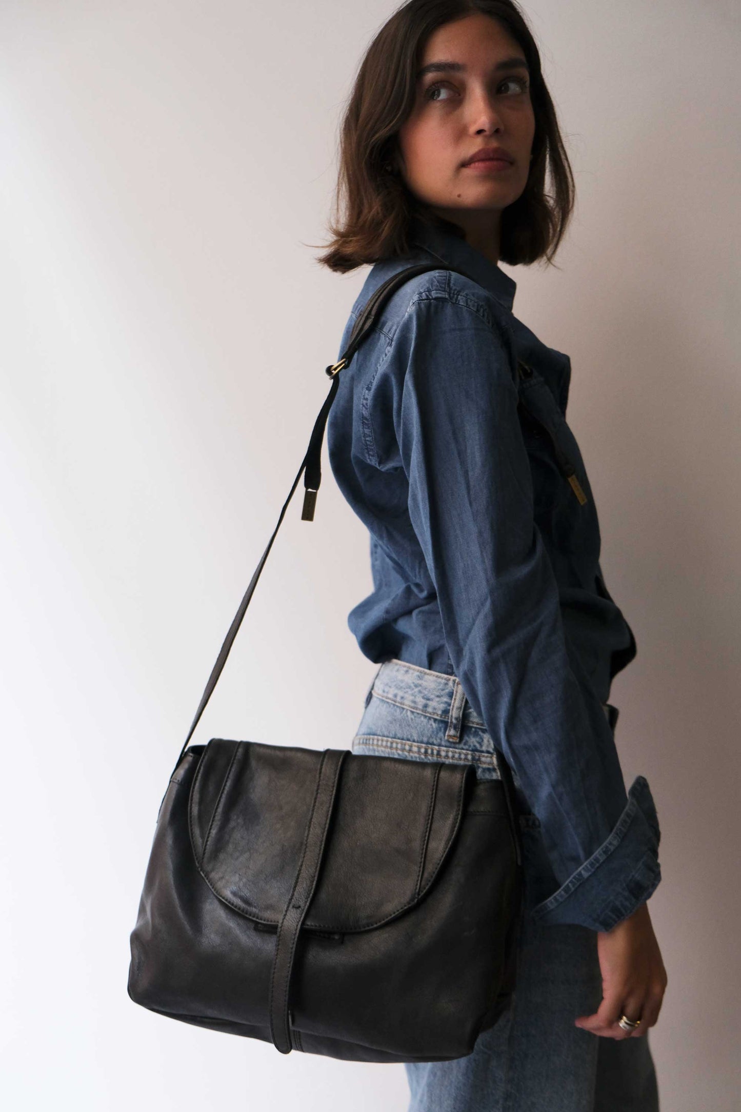 Do saddle bag in black soft nappa - Made in Italy -