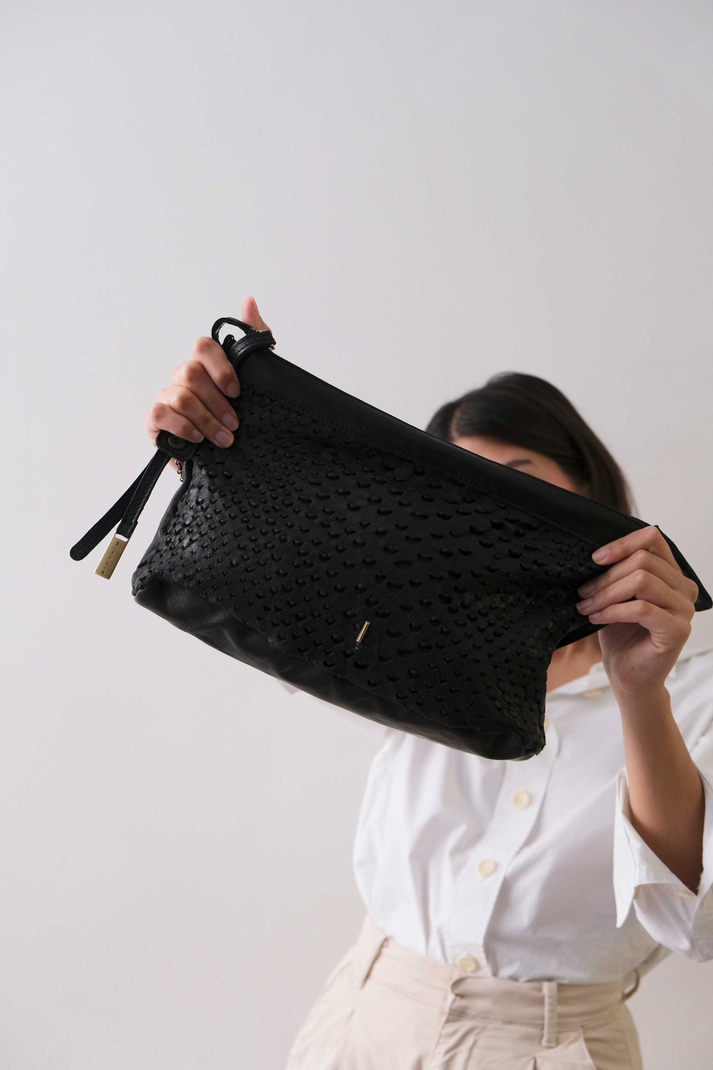 PRE ORDER discount 15%- Chicca Media hobo bag in black perforated nappa - use code PREORDER15 - DELIVERY IS ESTIMATED WITHIN APPROXIMATELY 30 DAYS FROM THE ORDER DATE- Made in Italy -