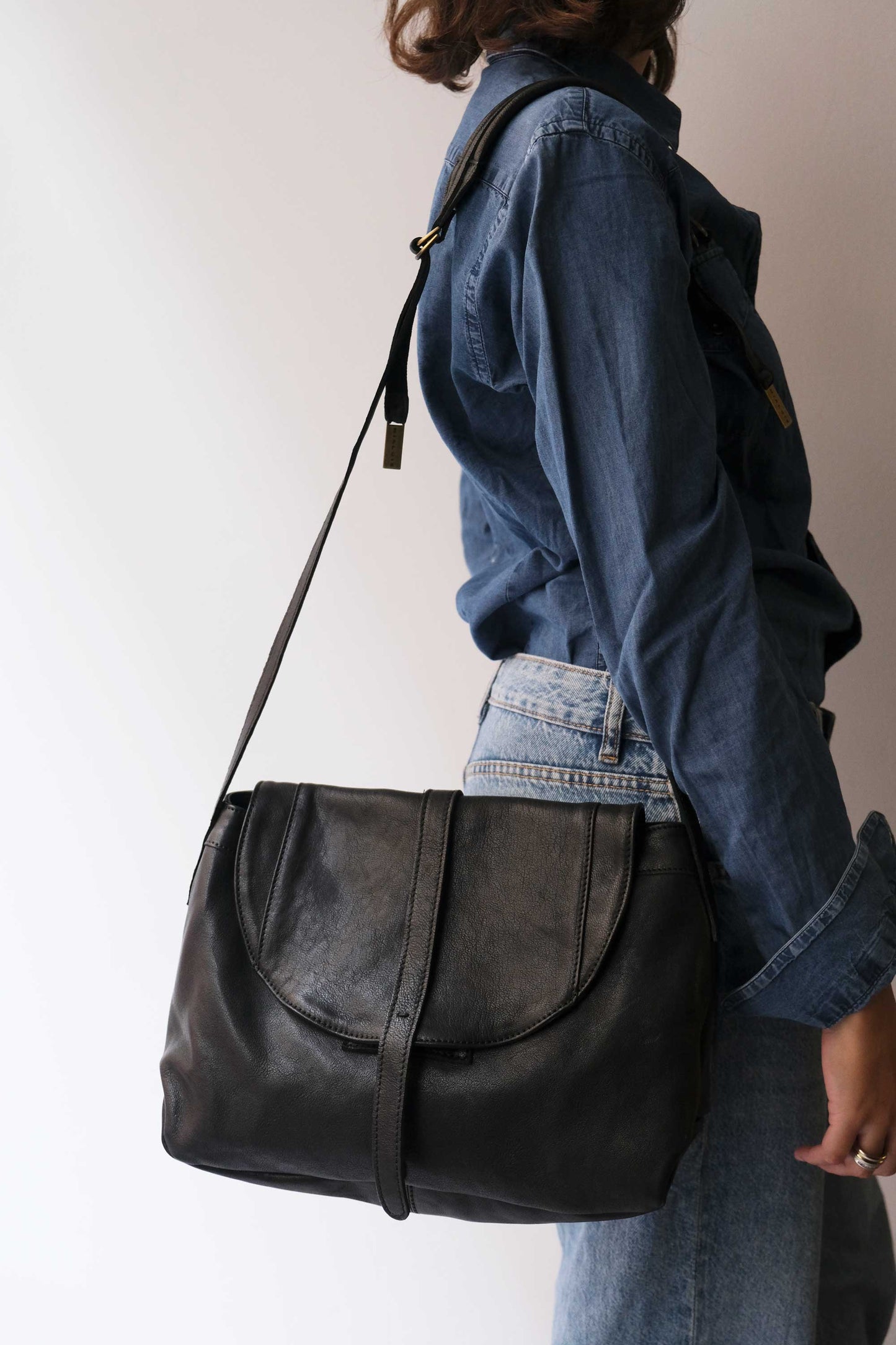 Do saddle bag in black soft nappa - Made in Italy -