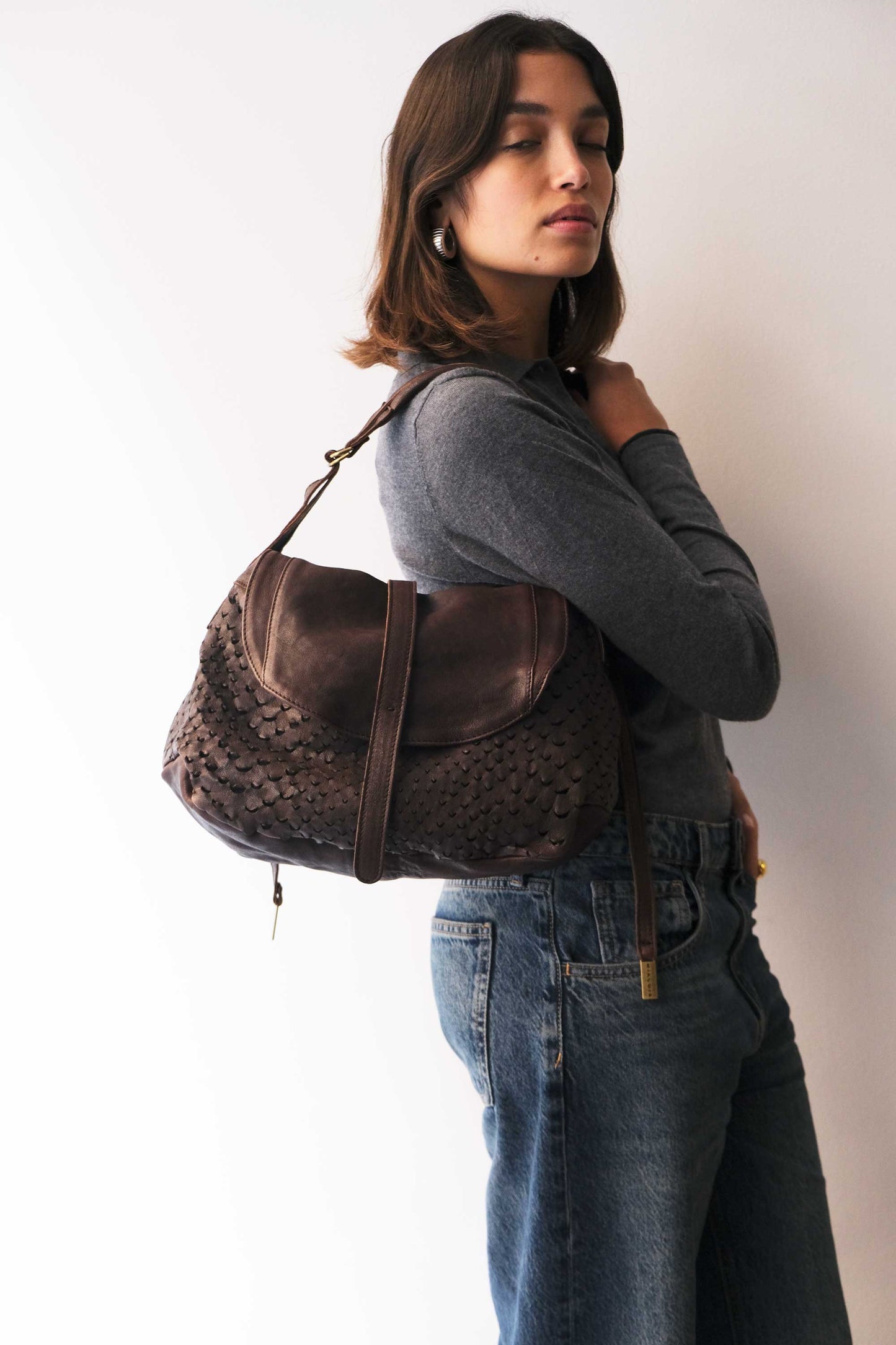 PRE ORDER discount 15%-Do saddle bag in brown perforated leather- use code PREORDER15 - DELIVERY IS ESTIMATED WITHIN APPROXIMATELY 30 DAYS FROM THE ORDER DATE- Made in Italy -