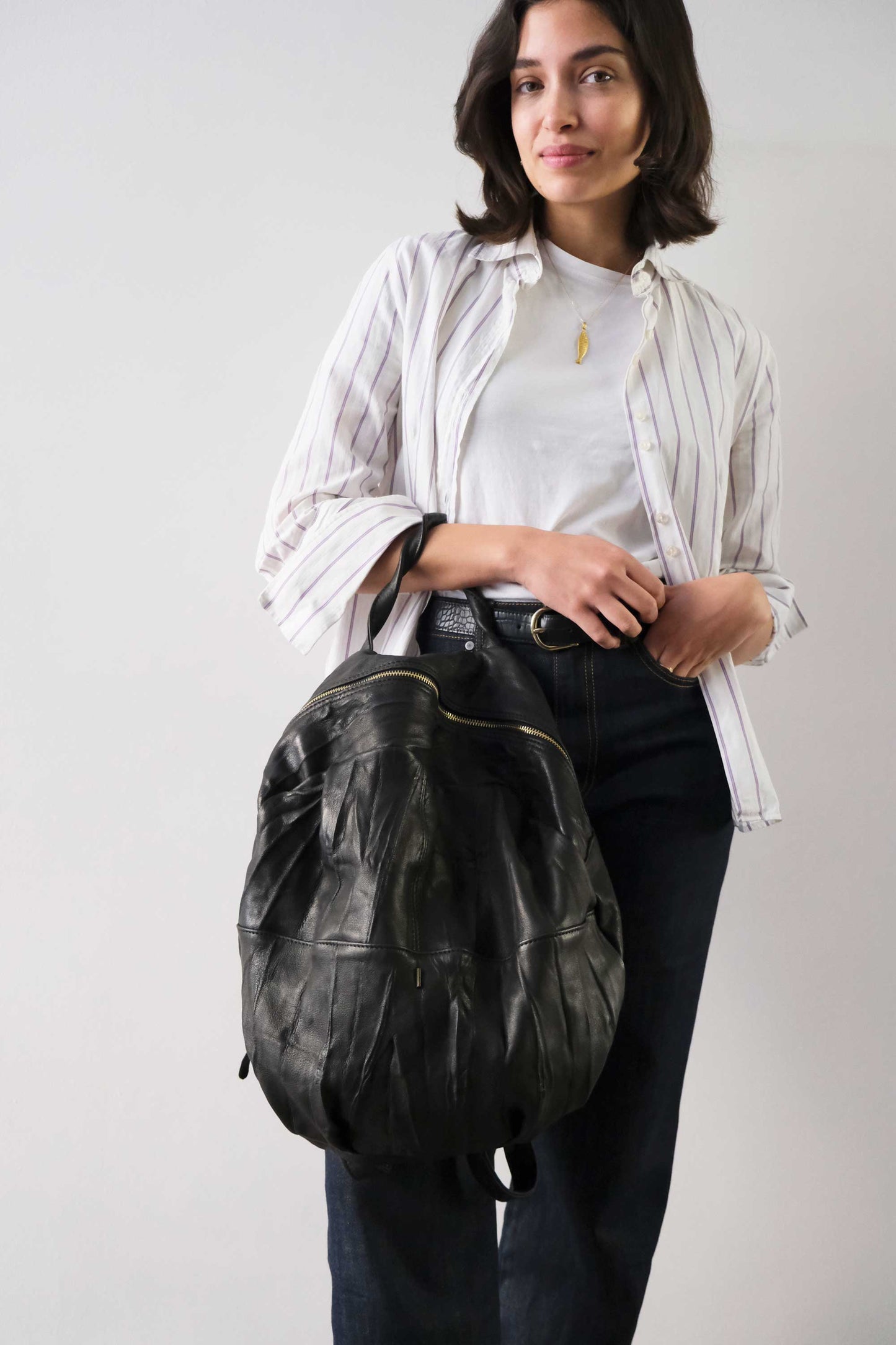 PRE ORDER discount 15%- Nerina backpack in leather black washed and soft lomè nappa leather - use code PREORDER15 - DELIVERY IS ESTIMATED WITHIN APPROXIMATELY 30 DAYS FROM THE ORDER DATE - Made in Italy -