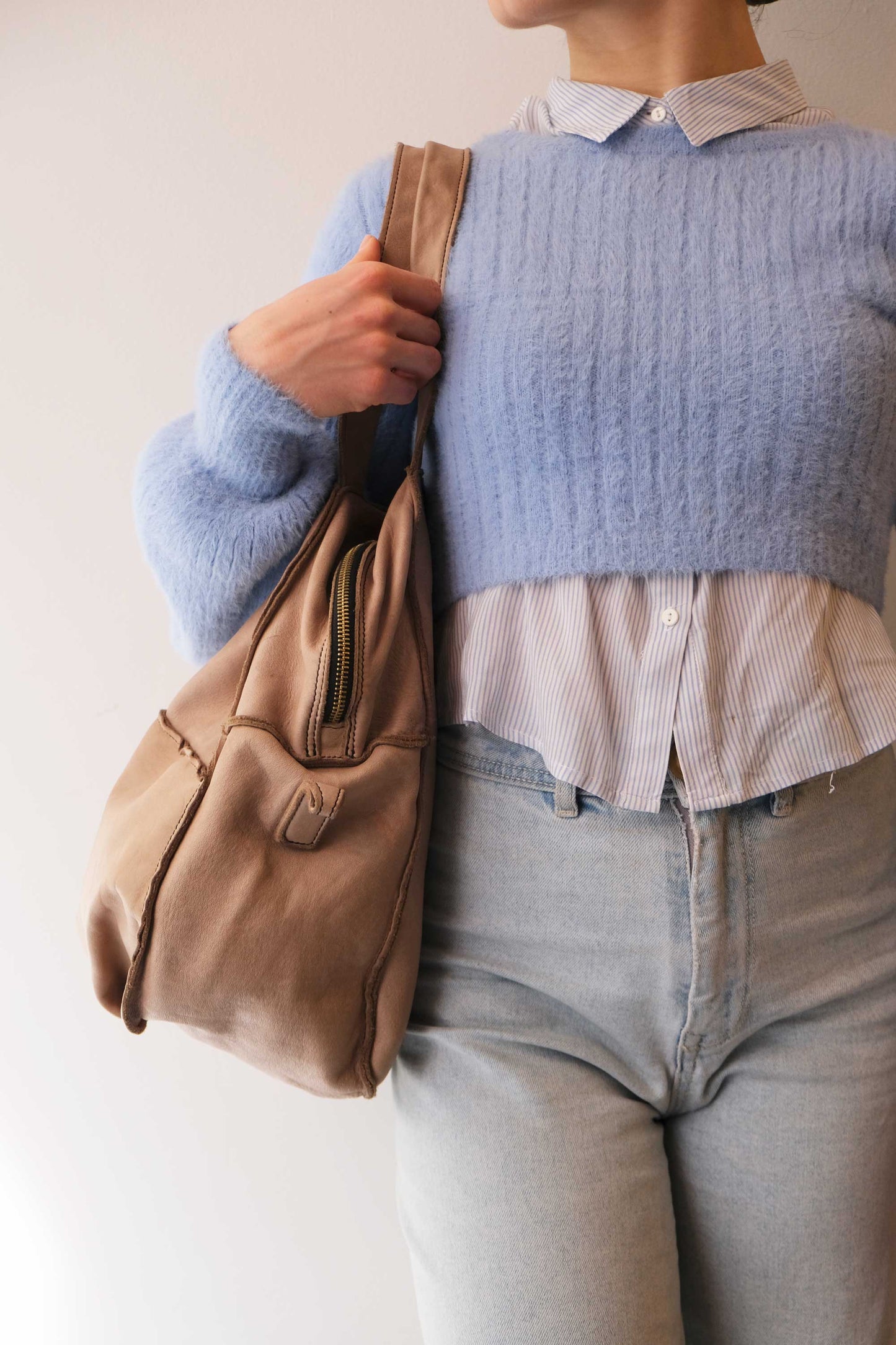Reri bag sand garment-dyed leather - Made in Italy -