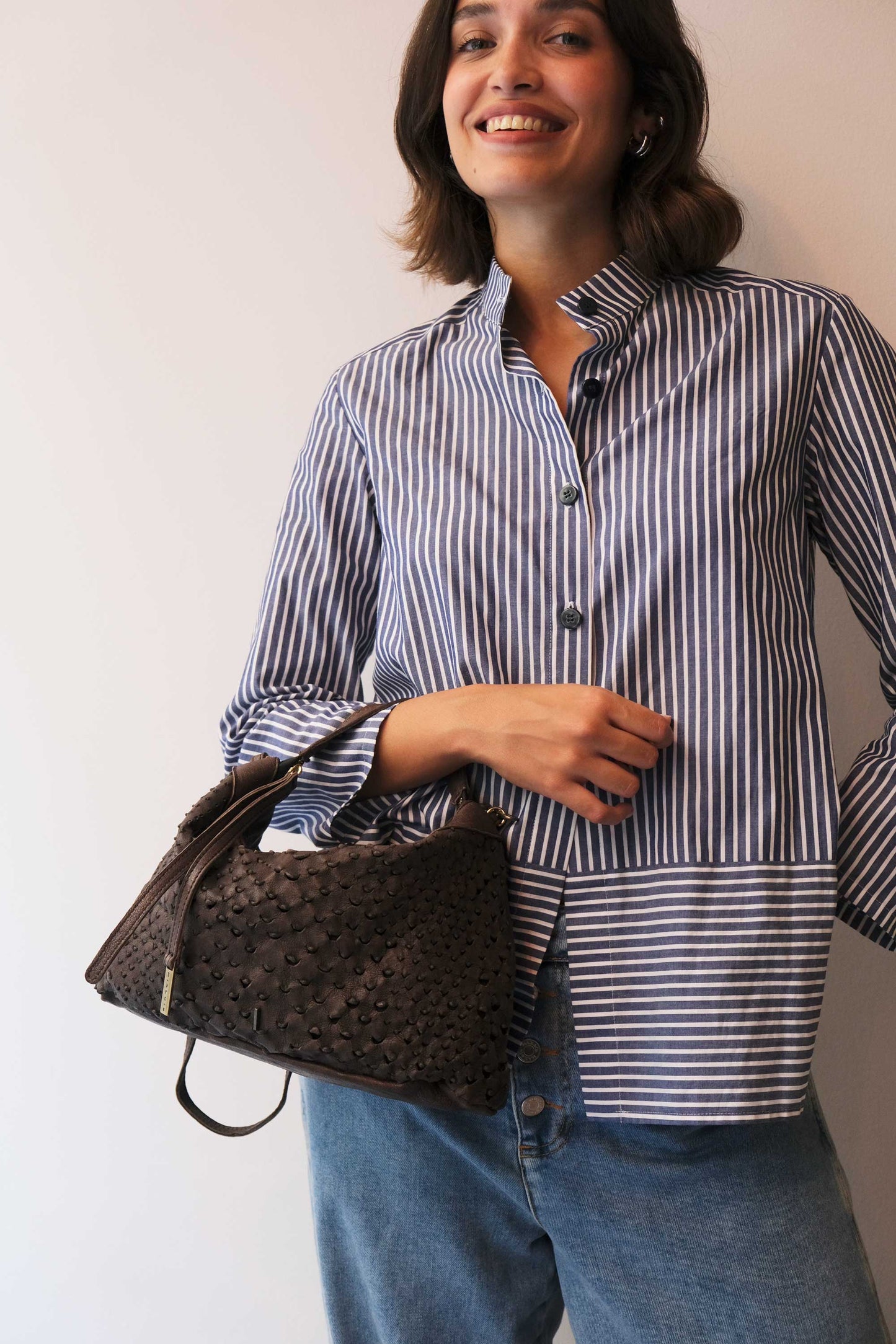 PRE ORDER discount 15%- Chicca Media hobo bag in brown perforated nappa - use code PREORDER15 - DELIVERY IS ESTIMATED WITHIN APPROXIMATELY 30 DAYS FROM THE ORDER DATE - Made in Italy -