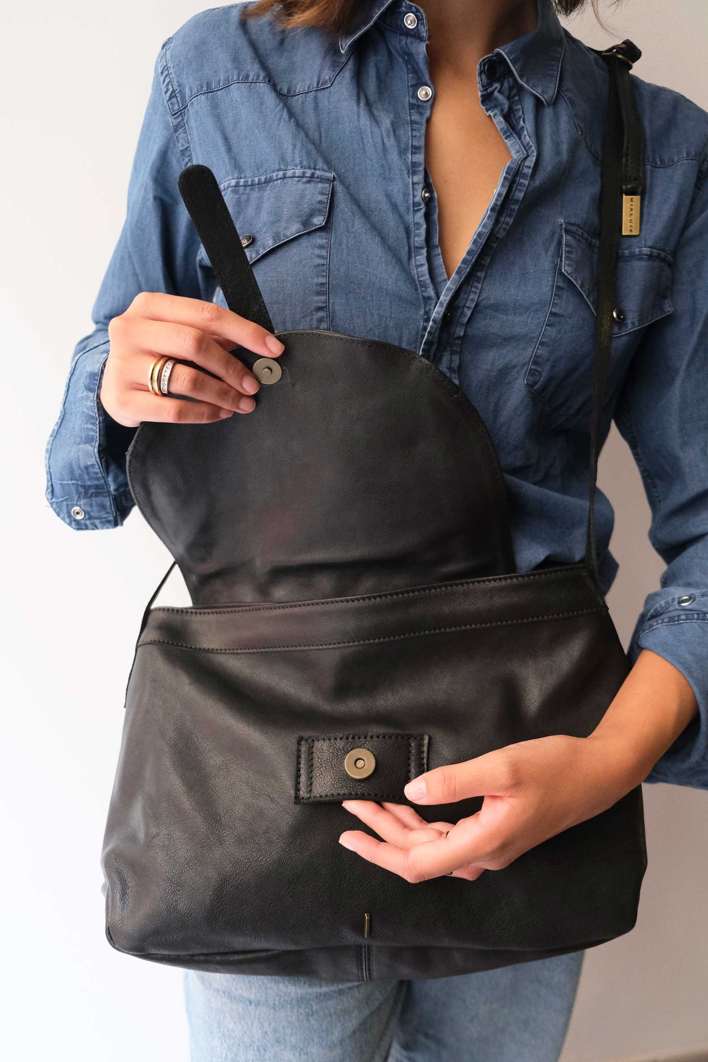 Do saddle bag in black soft nappa - Made in Italy -