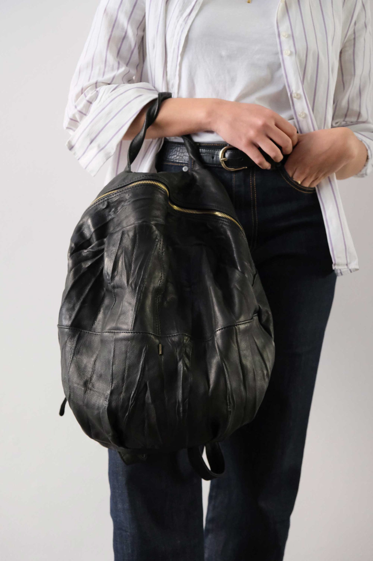 PRE ORDER discount 15%- Nerina backpack in leather black washed and soft lomè nappa leather - use code PREORDER15 - DELIVERY IS ESTIMATED WITHIN APPROXIMATELY 30 DAYS FROM THE ORDER DATE - Made in Italy -
