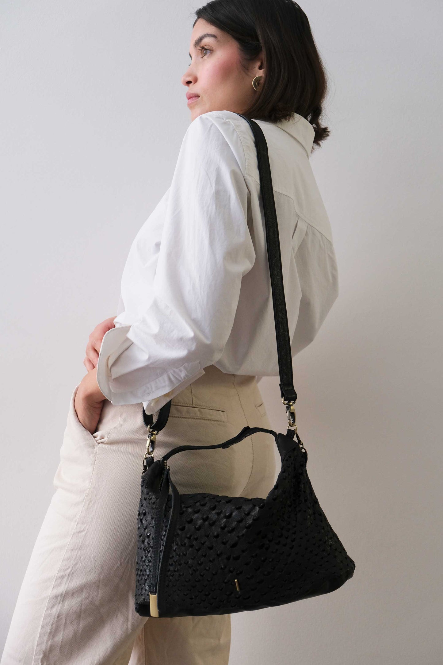 PRE ORDER discount 15%- Chicca Media hobo bag in black perforated nappa - use code PREORDER15 - DELIVERY IS ESTIMATED WITHIN APPROXIMATELY 30 DAYS FROM THE ORDER DATE- Made in Italy -