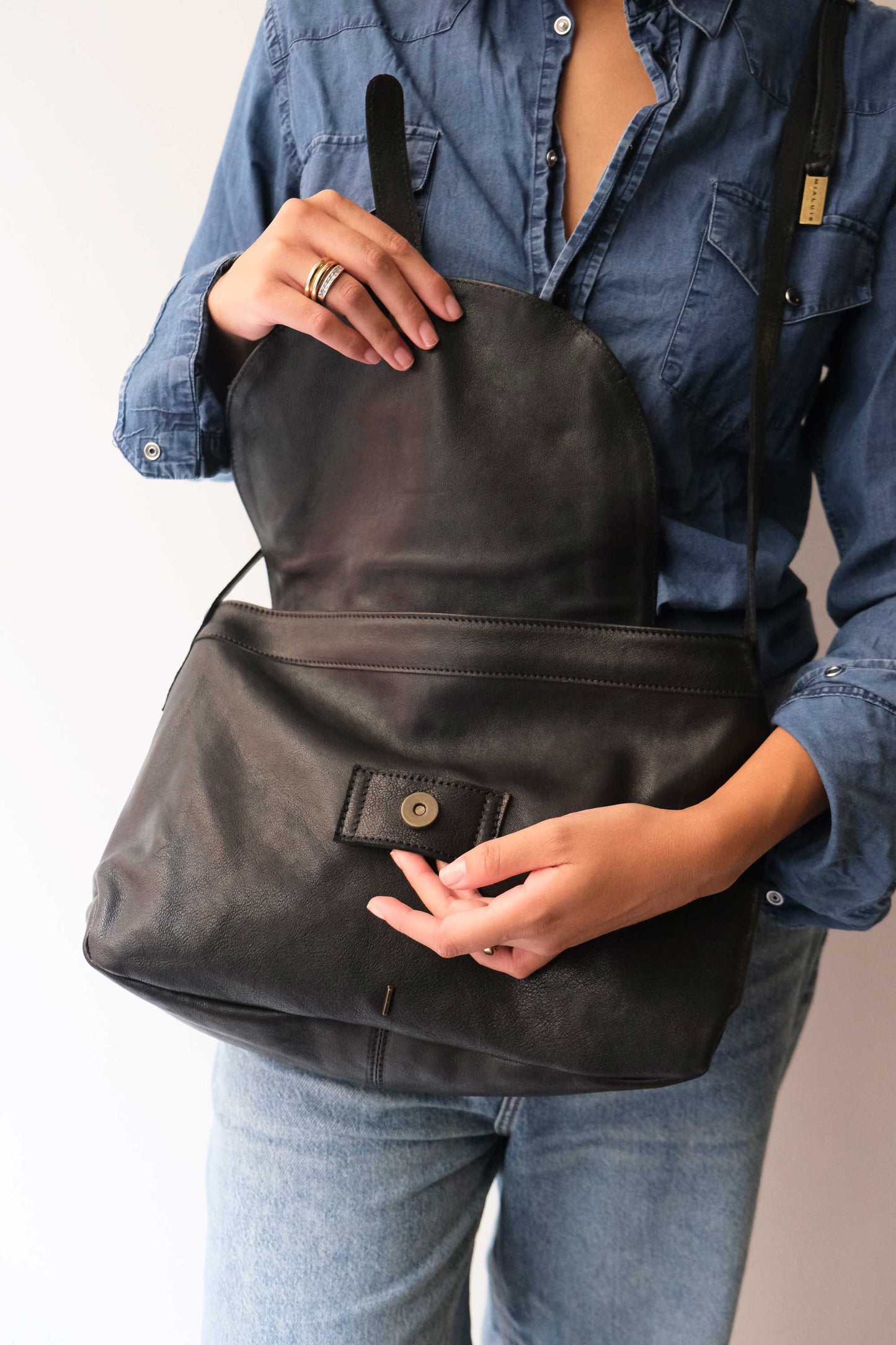 Do saddle bag in black soft nappa - Made in Italy -