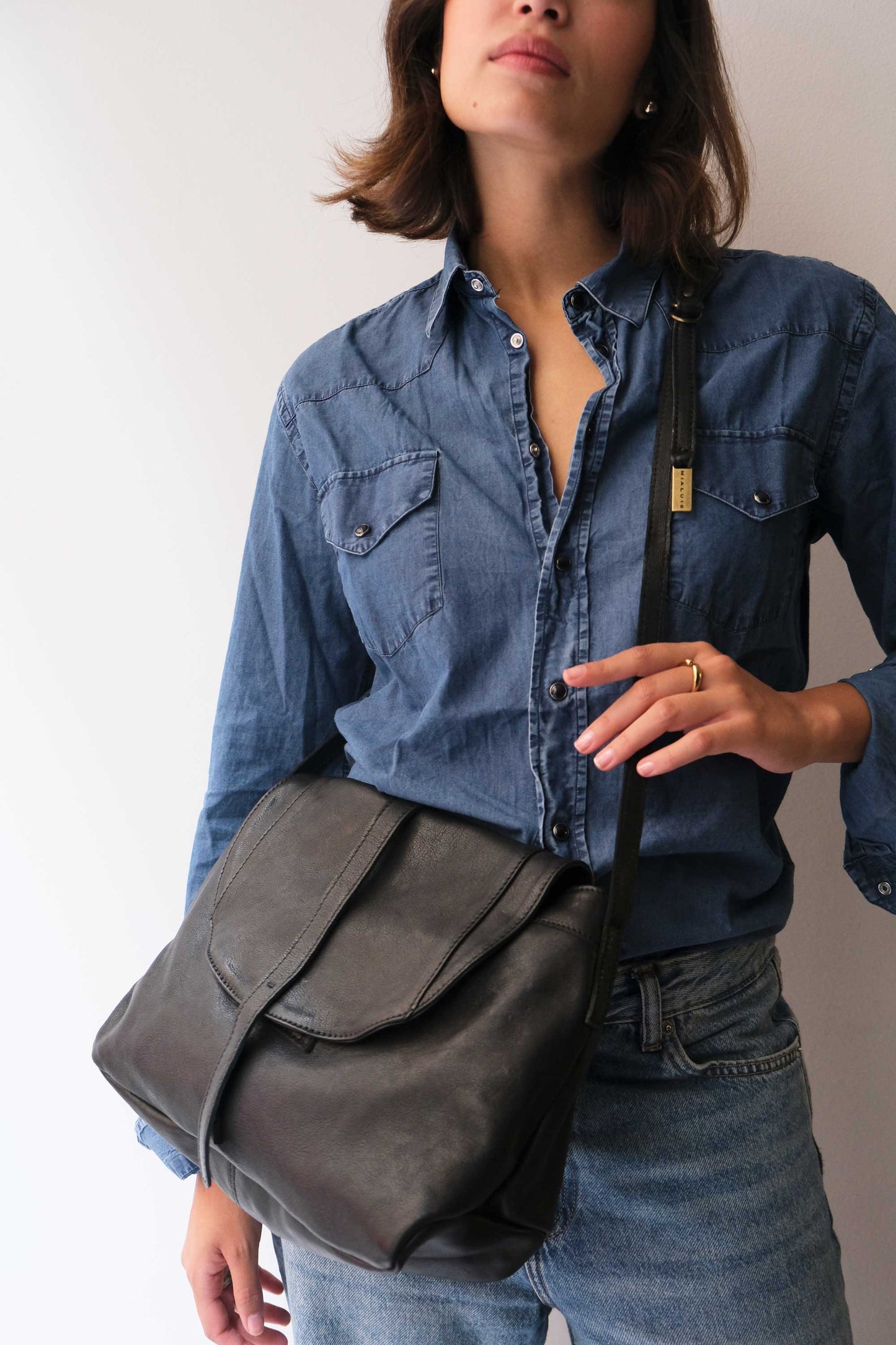 Do saddle bag in black soft nappa - Made in Italy -