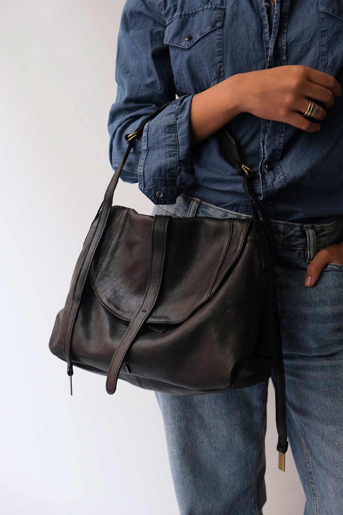 Do saddle bag in black soft nappa - Made in Italy -