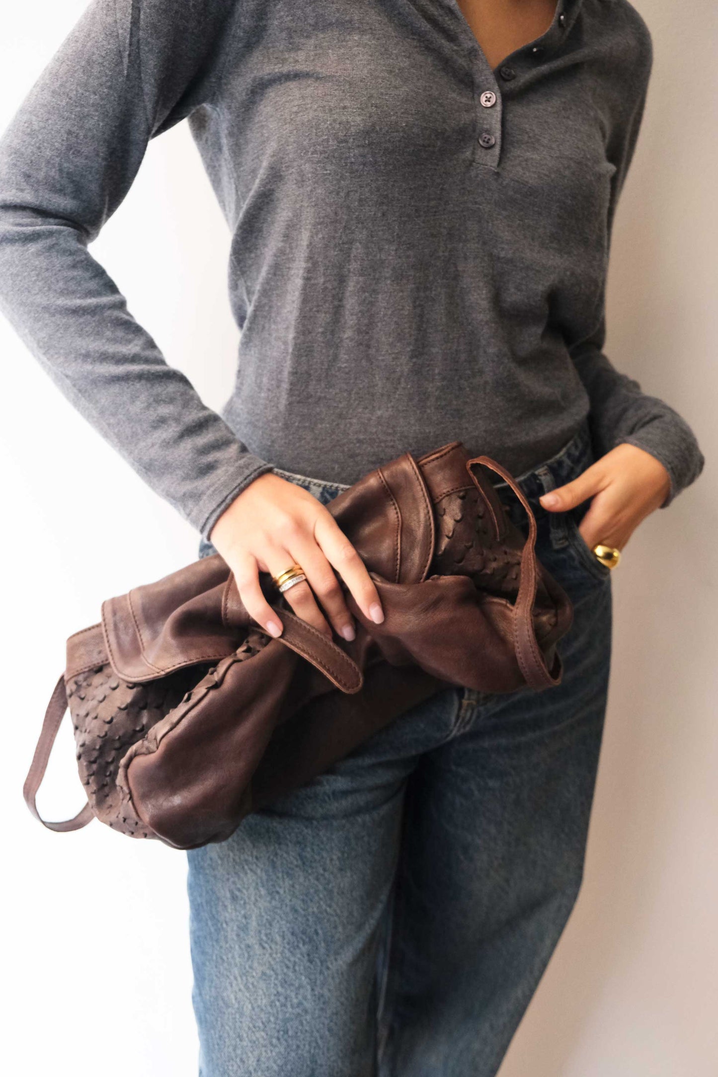 PRE ORDER discount 15%-Do saddle bag in brown perforated leather- use code PREORDER15 - DELIVERY IS ESTIMATED WITHIN APPROXIMATELY 30 DAYS FROM THE ORDER DATE- Made in Italy -