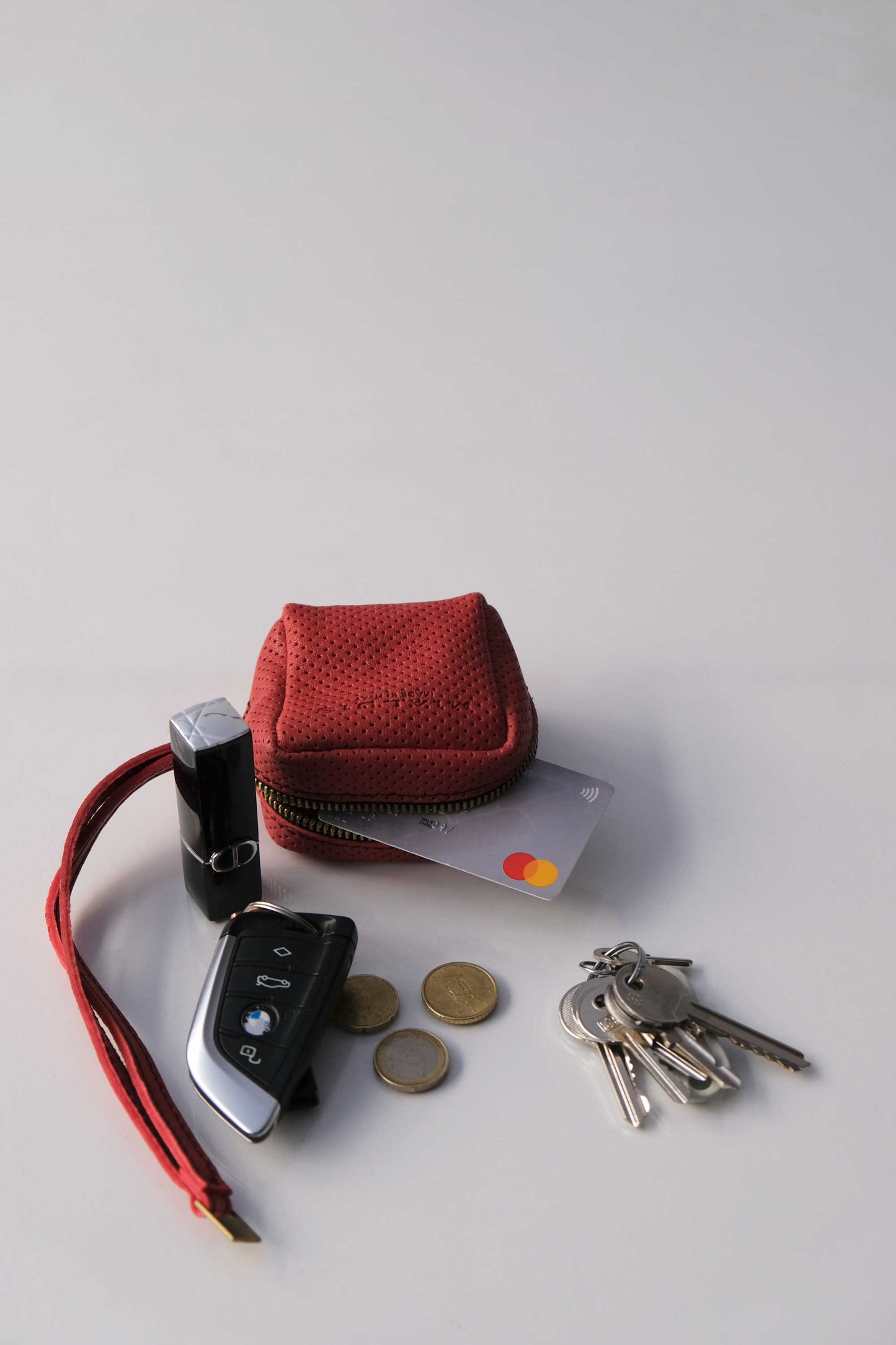 Dream box mini pochette in nappa red perforated vegetable leather - Made in Italy -