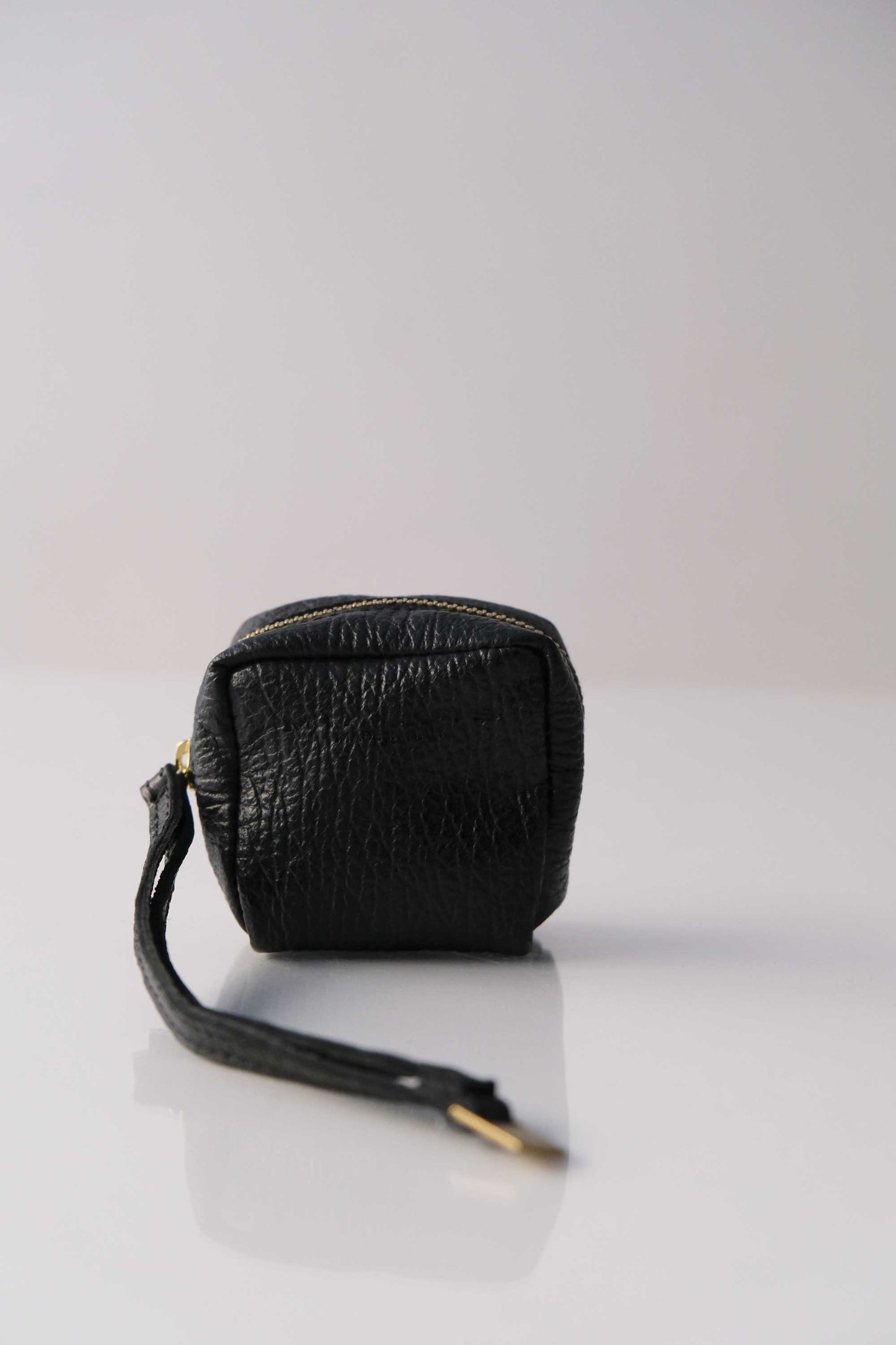 Dream box mini pochette in black printed shark calf leather - Made in Italy -