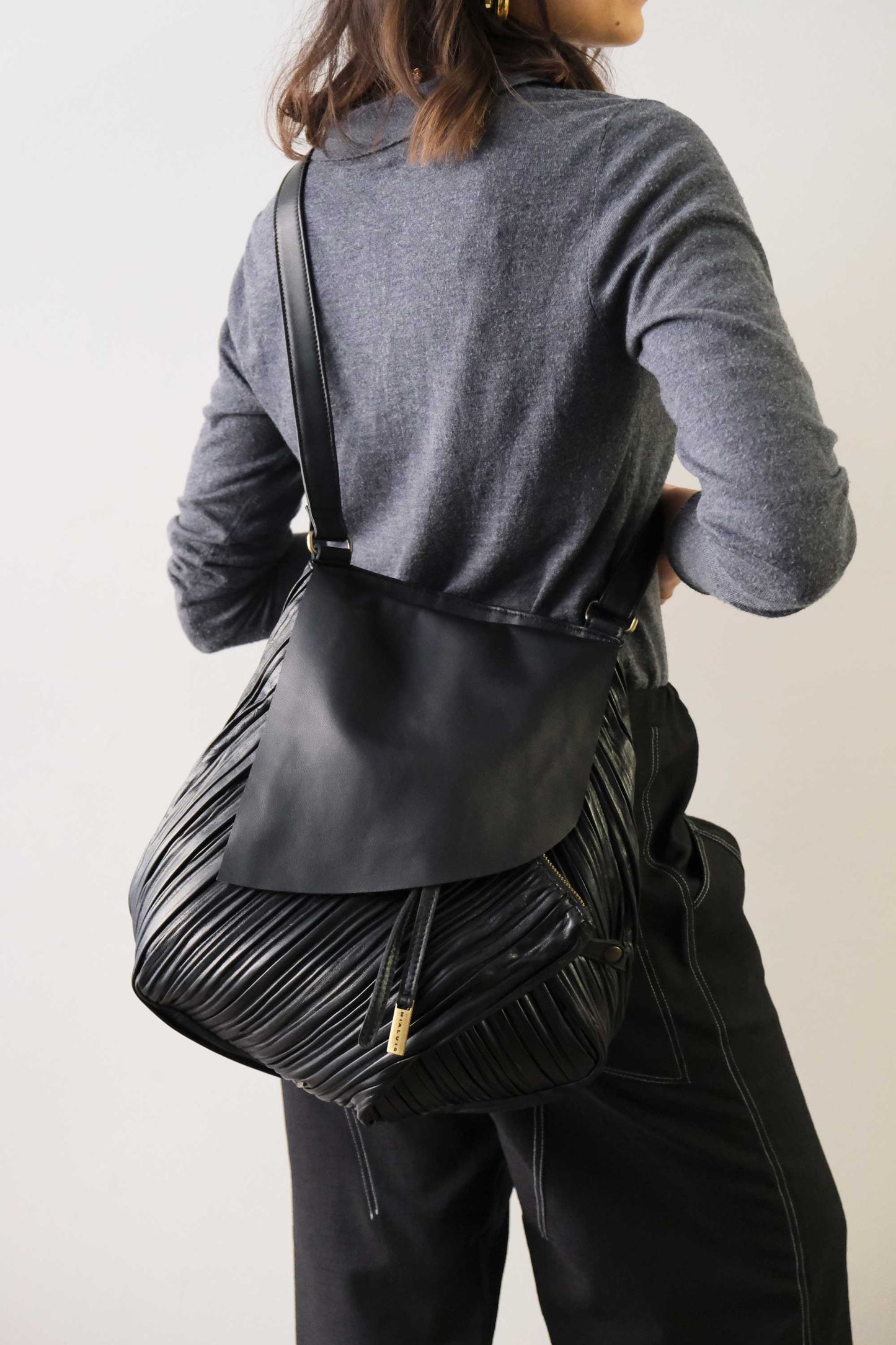 PRE ORDER discount 15%- tote bag in pleated black colour nappa leather - use code PREORDER15 - DELIVERY IS ESTIMATED WITHIN APPROXIMATELY 30 DAYS FROM THE ORDER DATE - Made in Italy -