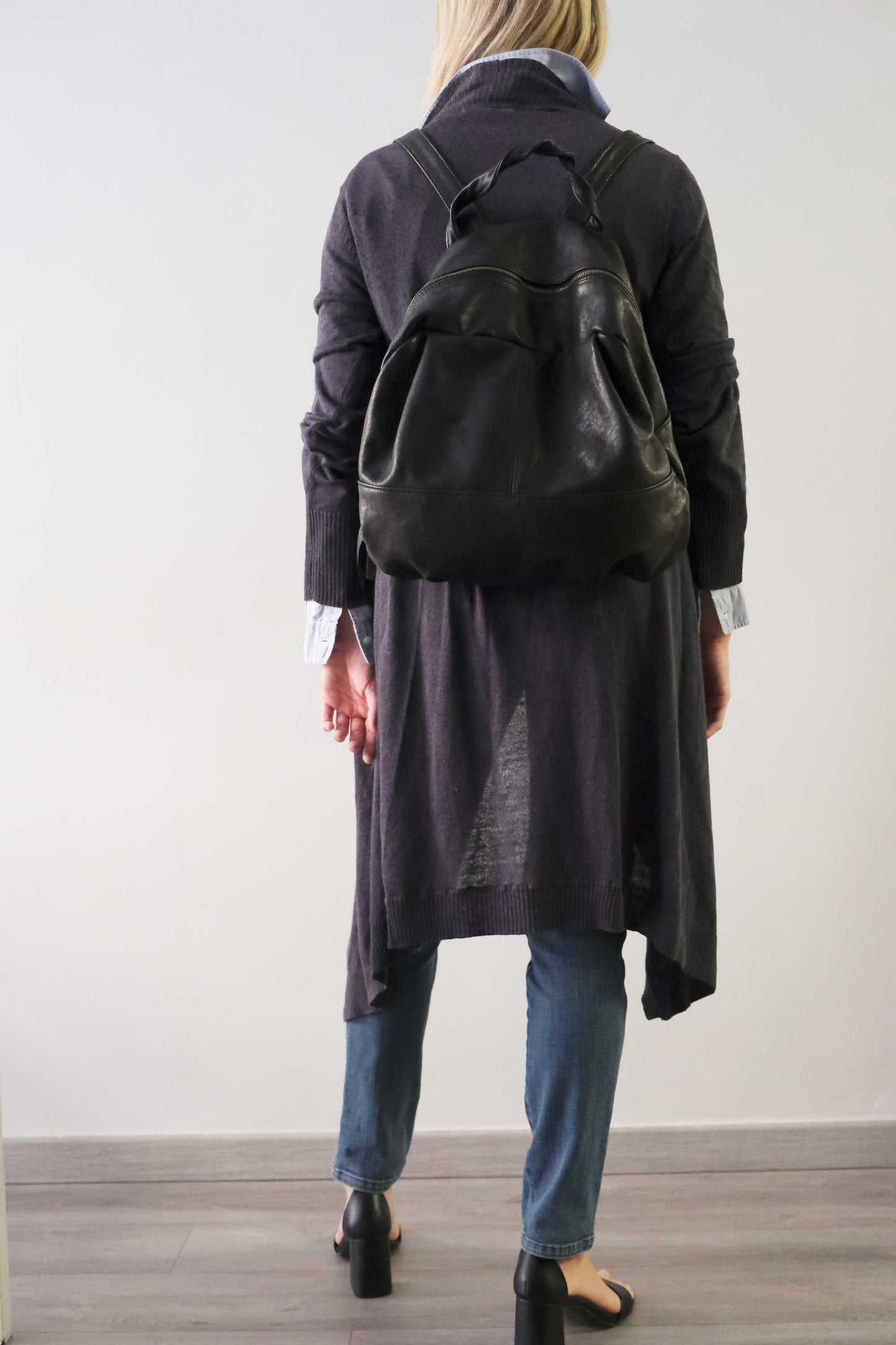 PRE ORDER discount 15%- Nerina backpack in black nappa leather- use code PREORDER15 - DELIVERY IS ESTIMATED WITHIN APPROXIMATELY 30 DAYS FROM THE ORDER DATE - Made in Italy -