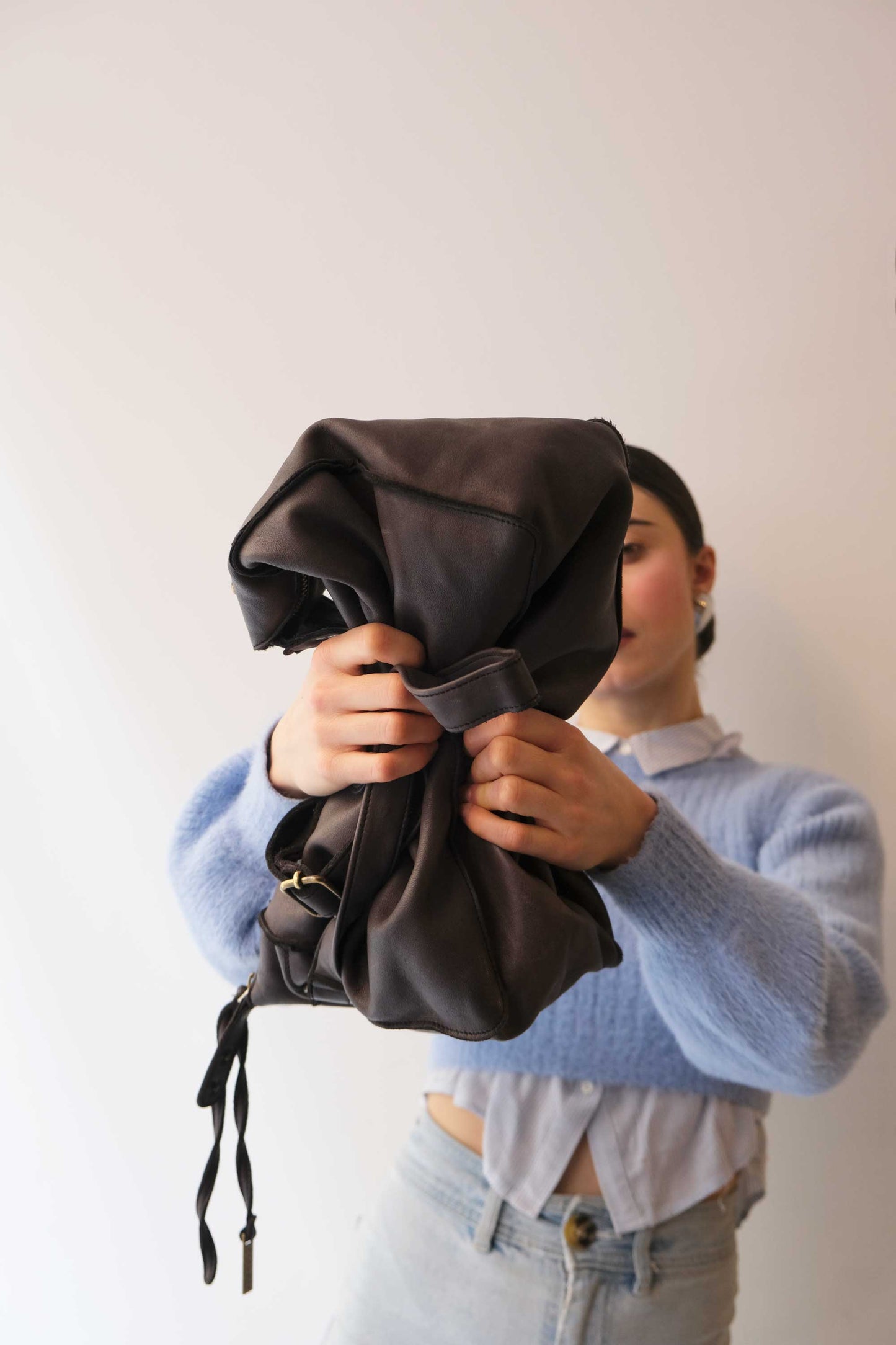 Rechi Big brown garment-dyed leather - Made in Italy -
