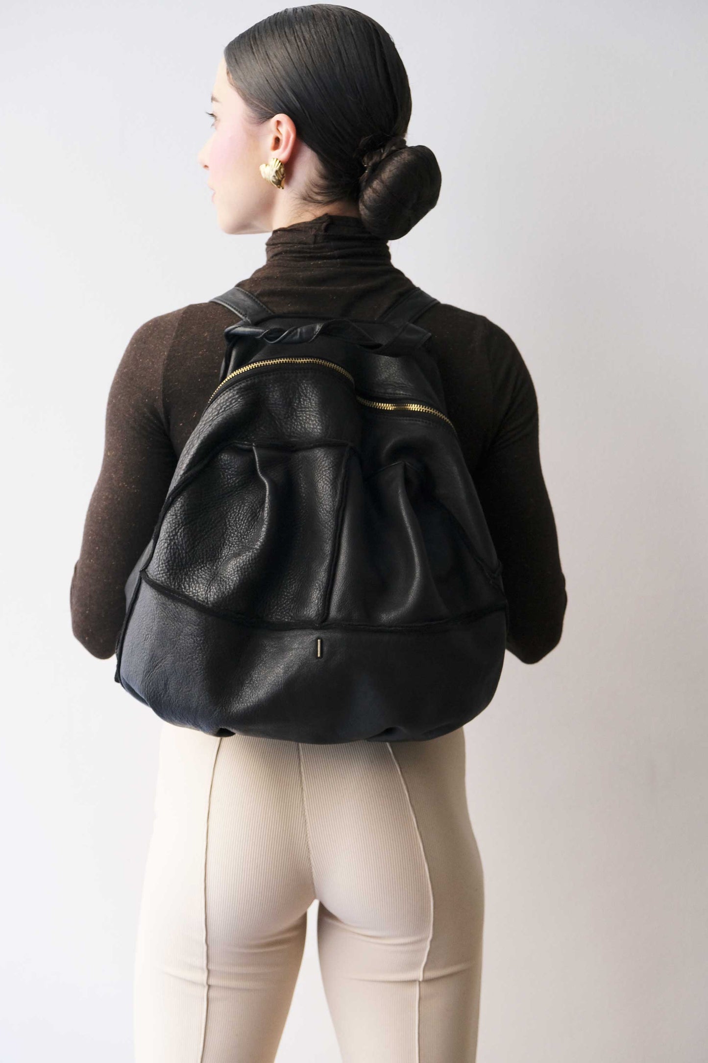 Reneri backpack black garment-dyed leather - Made in Italy -