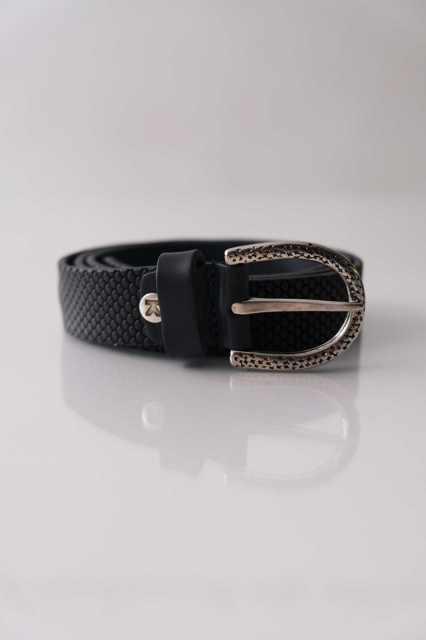 Belt Rombini embossed leather navy - Made in Italy