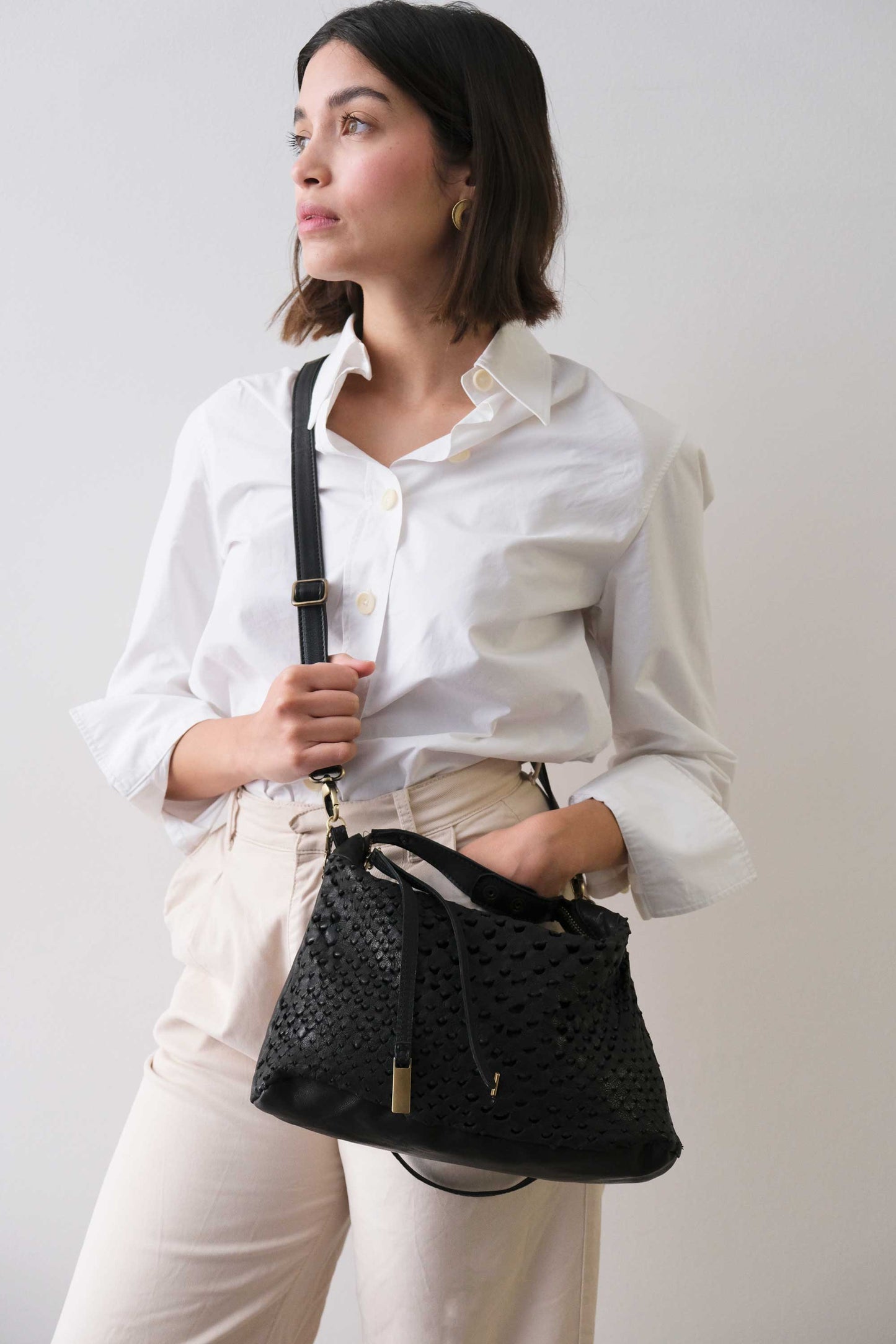 PRE ORDER discount 15%- Chicca Media hobo bag in black perforated nappa - use code PREORDER15 - DELIVERY IS ESTIMATED WITHIN APPROXIMATELY 30 DAYS FROM THE ORDER DATE- Made in Italy -