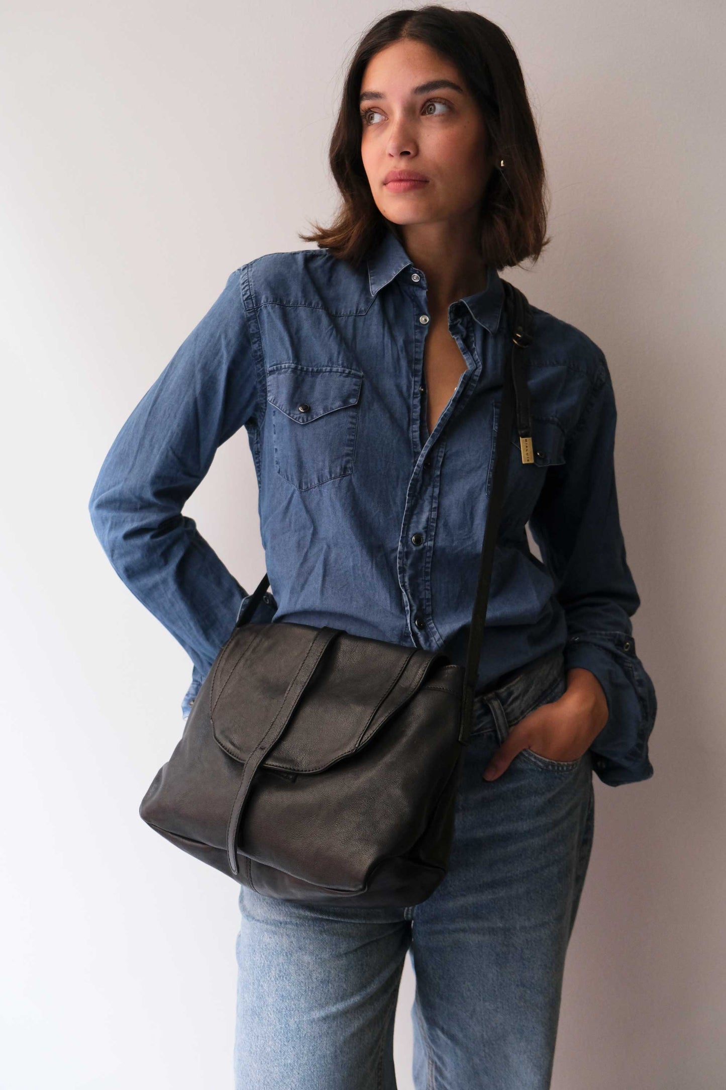 Do saddle bag in black soft nappa - Made in Italy -
