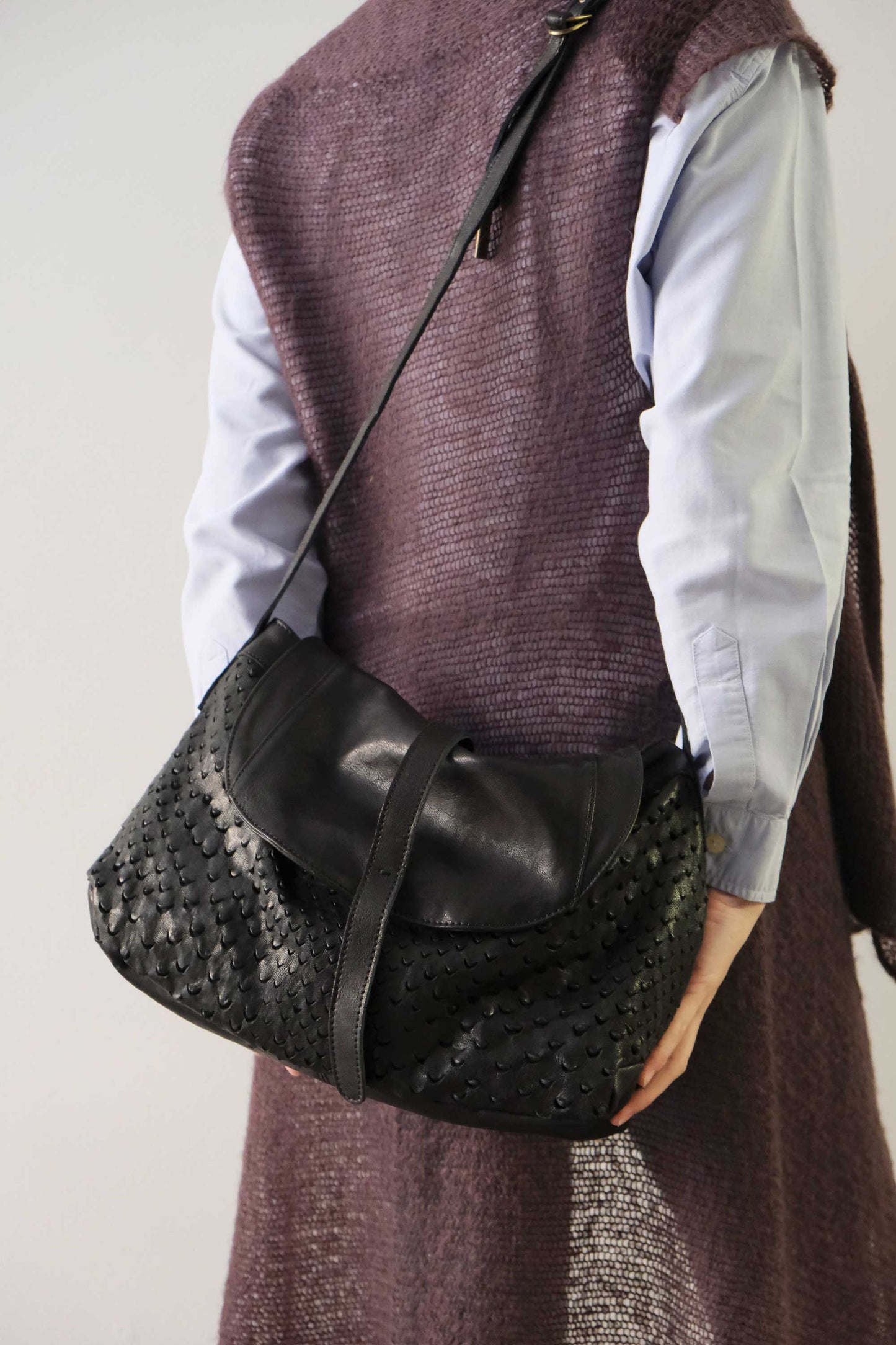 PRE ORDER discount 15%-Do saddle bag in black perforated leather  - use code PREORDER15 - DELIVERY IS ESTIMATED WITHIN APPROXIMATELY 30 DAYS FROM THE ORDER DATE- Made in Italy -
