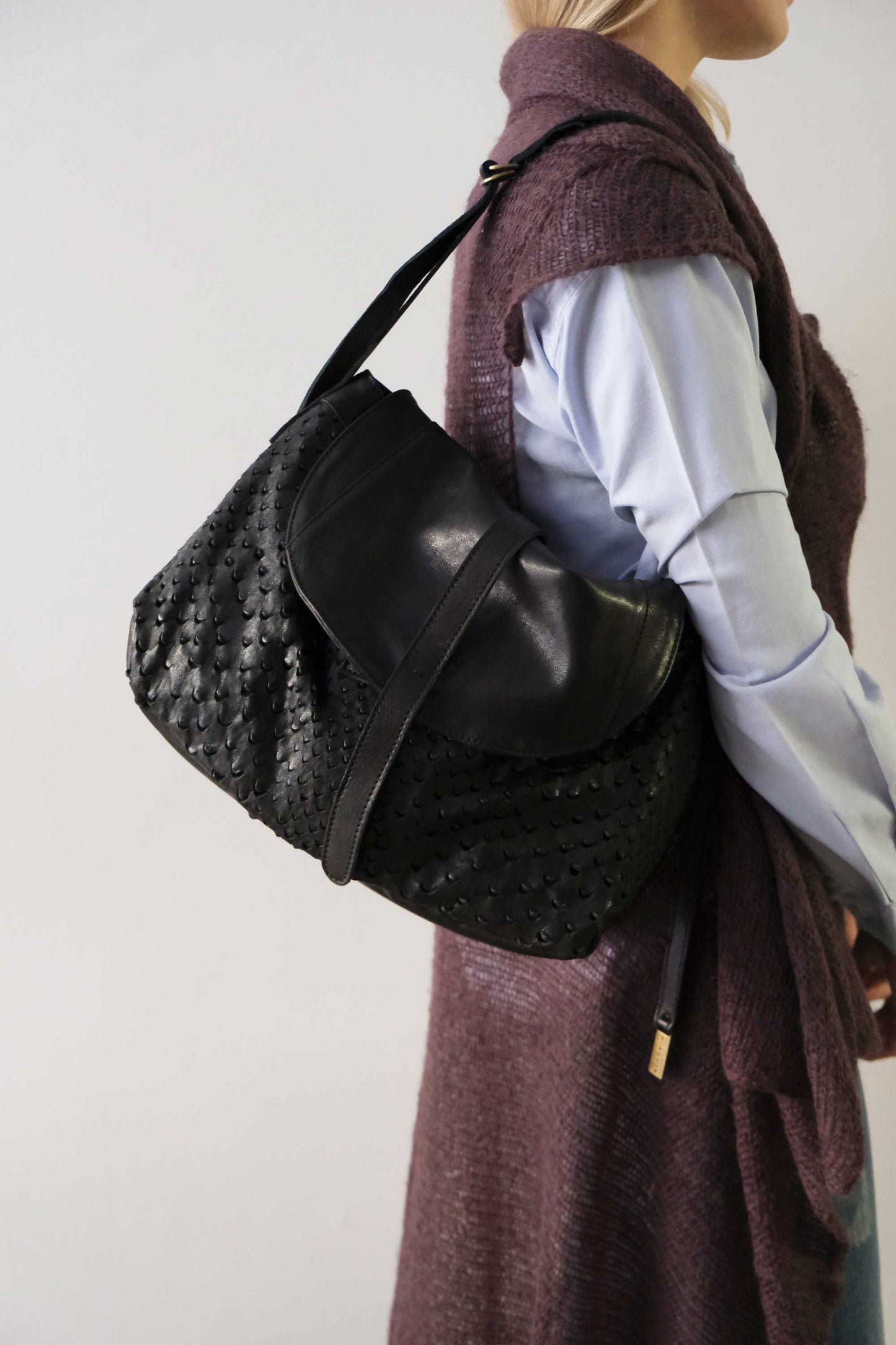 PRE ORDER discount 15%-Do saddle bag in black perforated leather  - use code PREORDER15 - DELIVERY IS ESTIMATED WITHIN APPROXIMATELY 30 DAYS FROM THE ORDER DATE- Made in Italy -