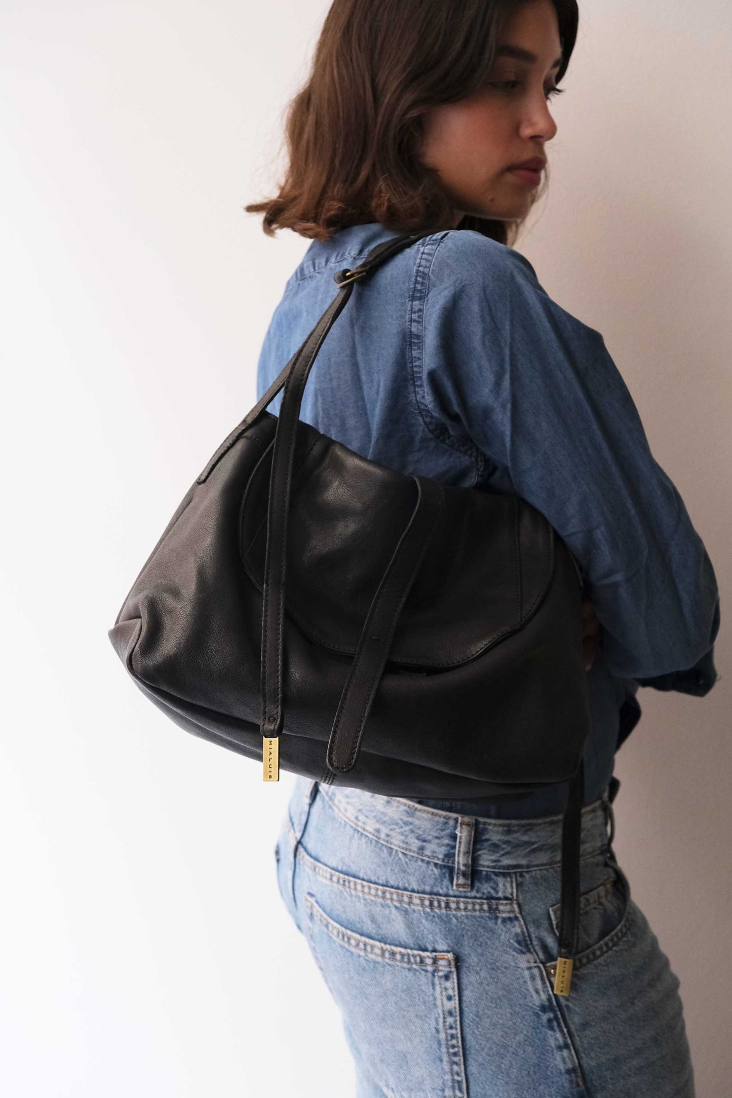 Do saddle bag in black soft nappa - Made in Italy -