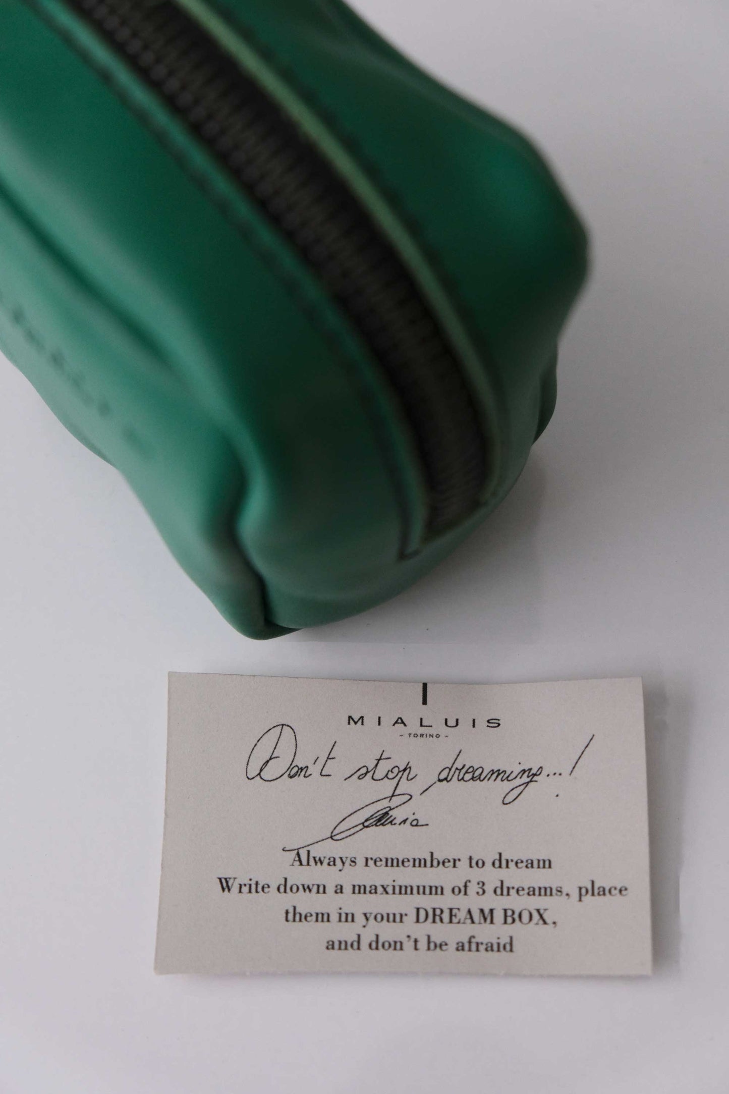 Dream box mini pochette in emerald soft leather - Made in Italy -