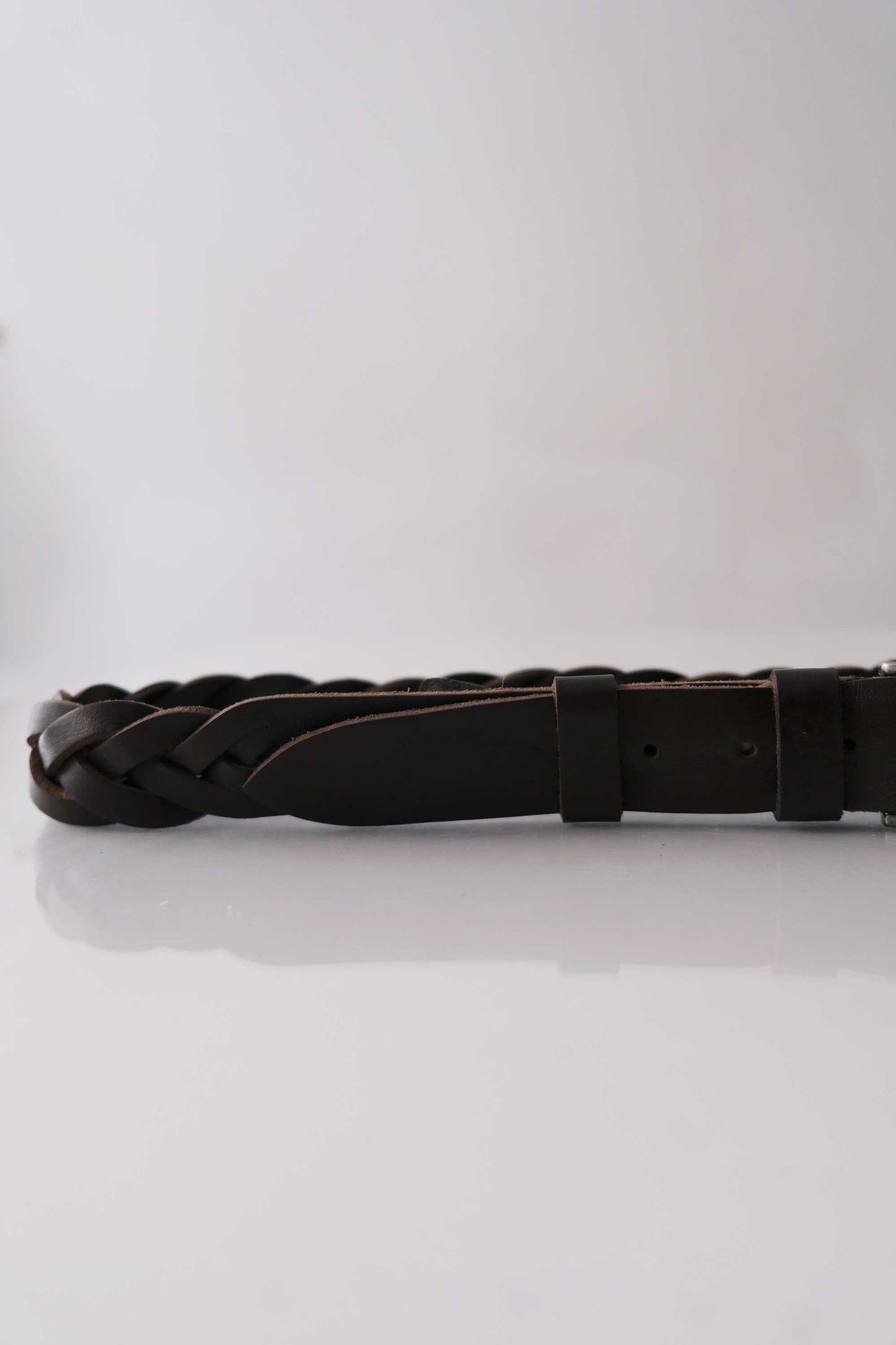 Belt Intreccio natural grain calf dark brown - Made in Italy -
