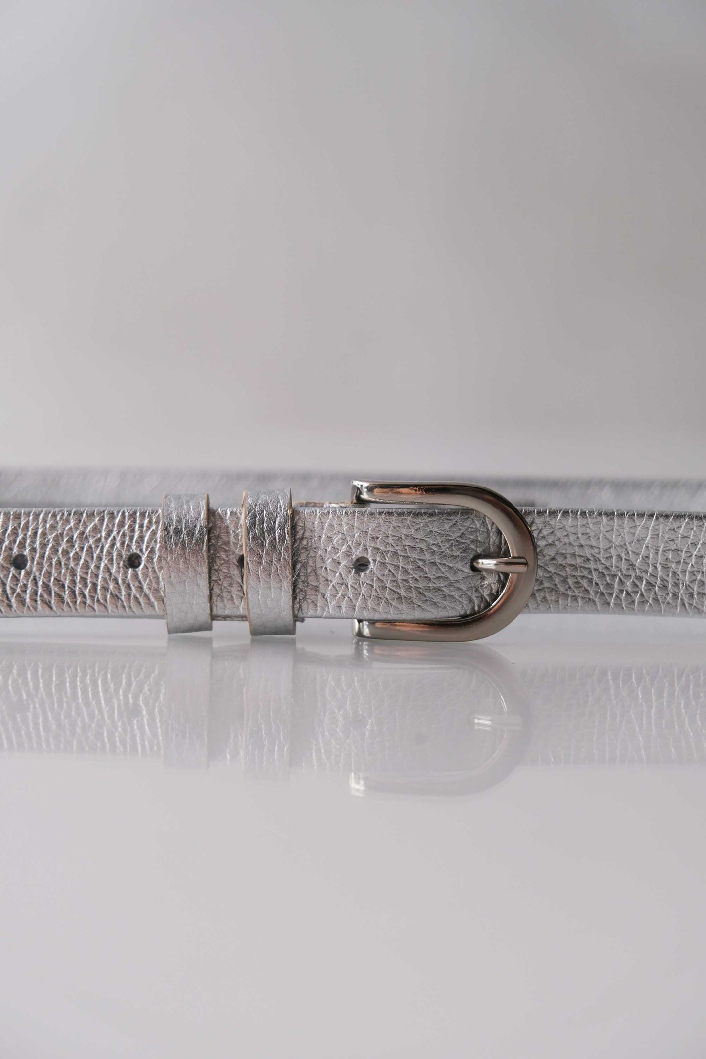 Belt Linea natural grain calf silver - Made in Italy -