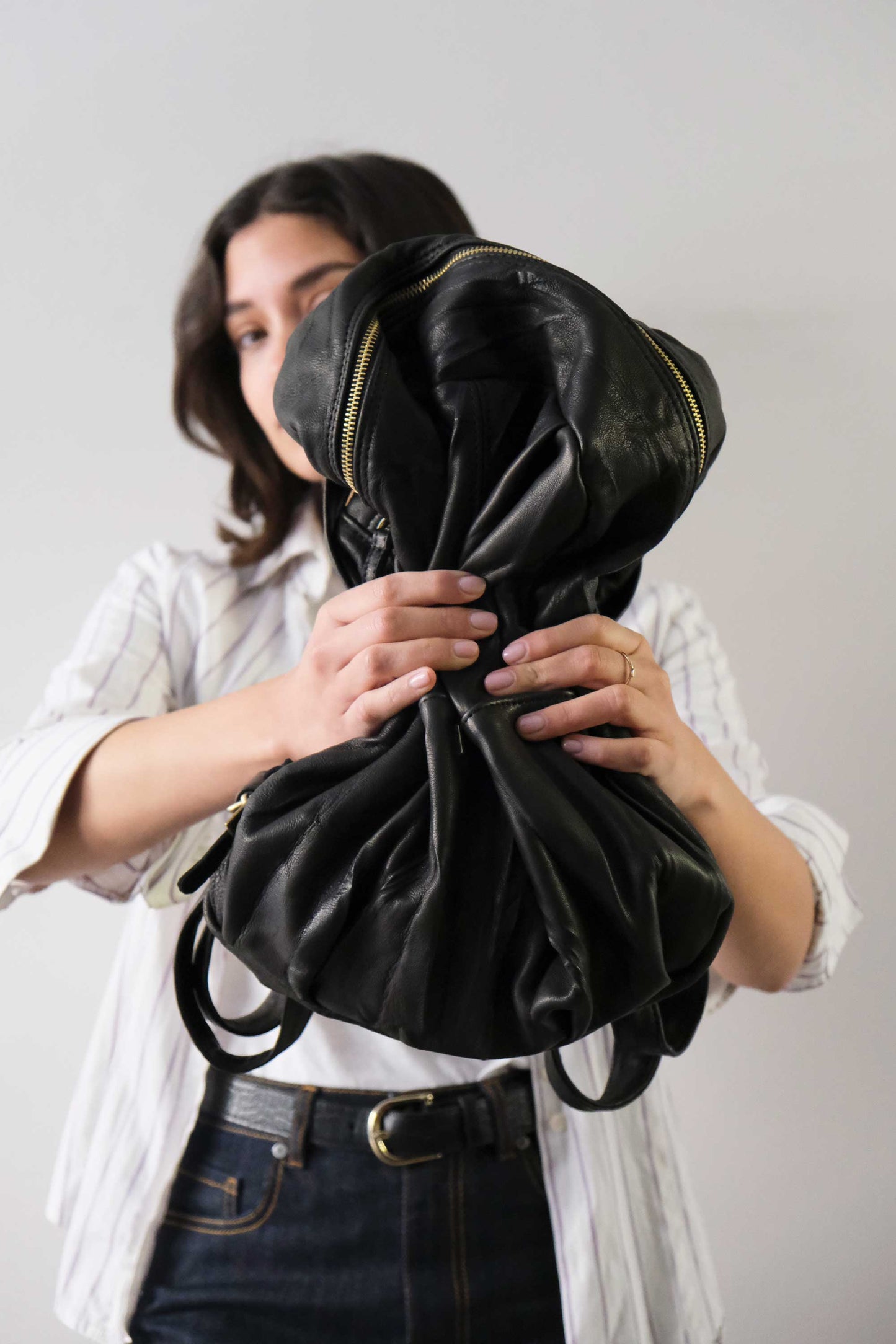 PRE ORDER discount 15%- Nerina backpack in leather black washed and soft lomè nappa leather - use code PREORDER15 - DELIVERY IS ESTIMATED WITHIN APPROXIMATELY 30 DAYS FROM THE ORDER DATE - Made in Italy -