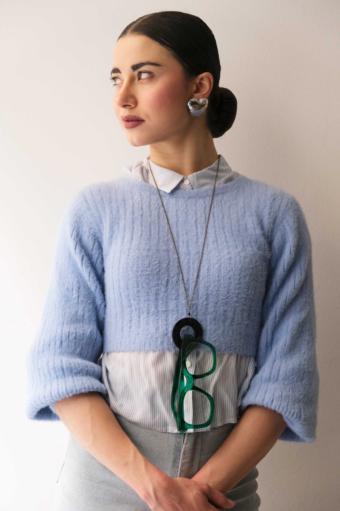 Glasses holder in black leather – Sustainable product - Made in Italy
