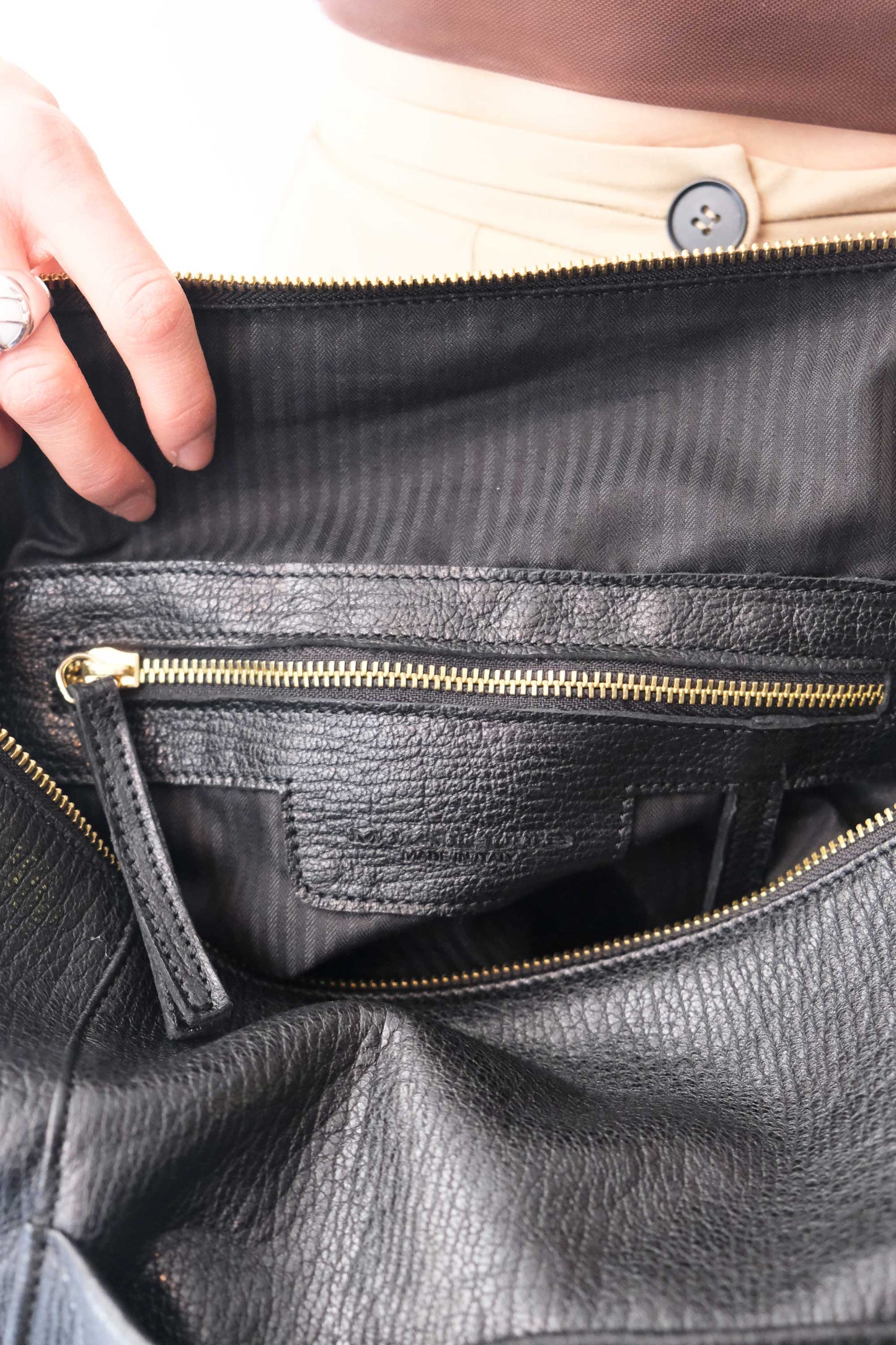 Vicky2 backpack in black shark-print vegetable-tanned nappa leather - Made in Italy -