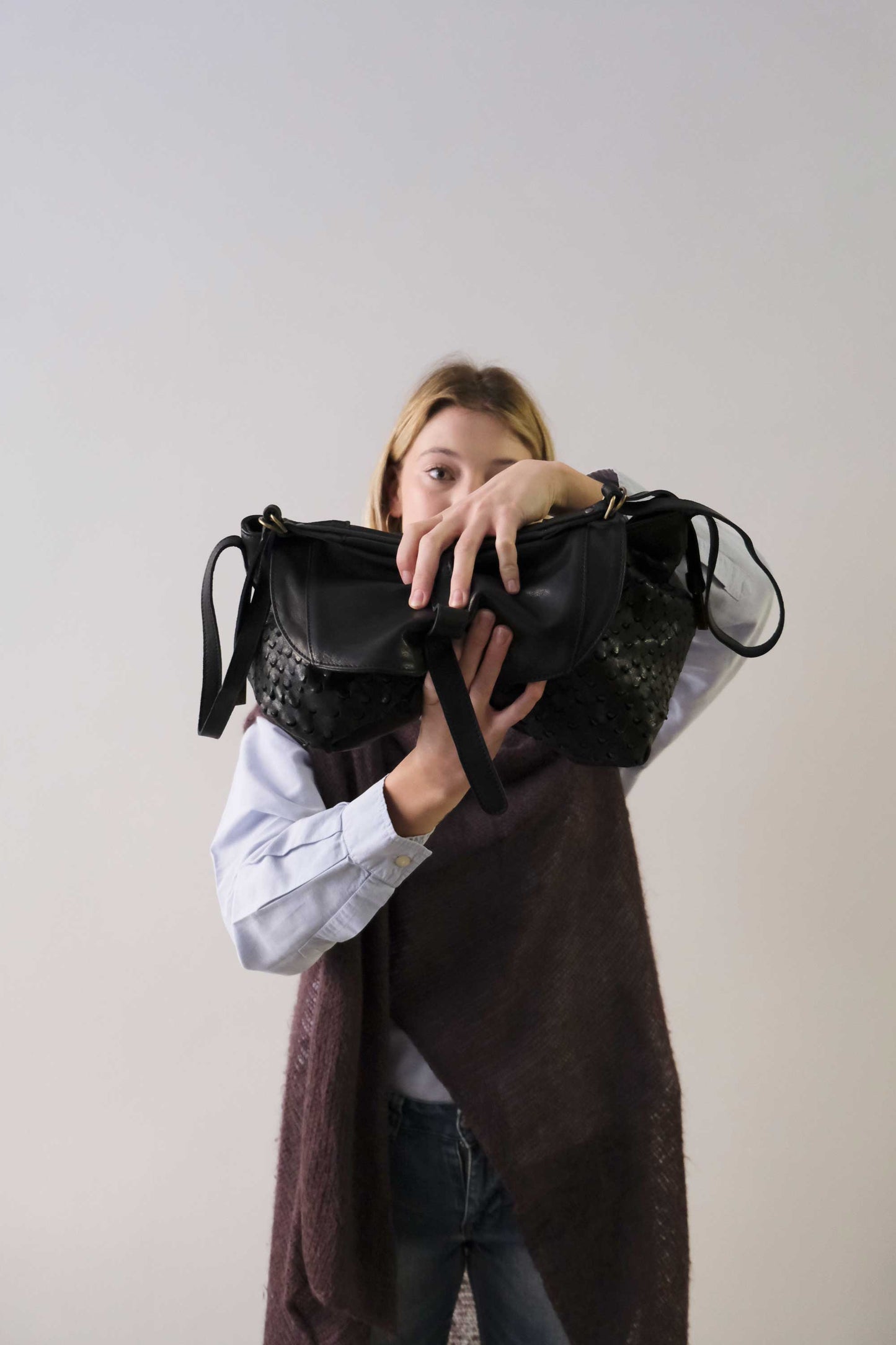 PRE ORDER discount 15%-Do saddle bag in black perforated leather  - use code PREORDER15 - DELIVERY IS ESTIMATED WITHIN APPROXIMATELY 30 DAYS FROM THE ORDER DATE- Made in Italy -