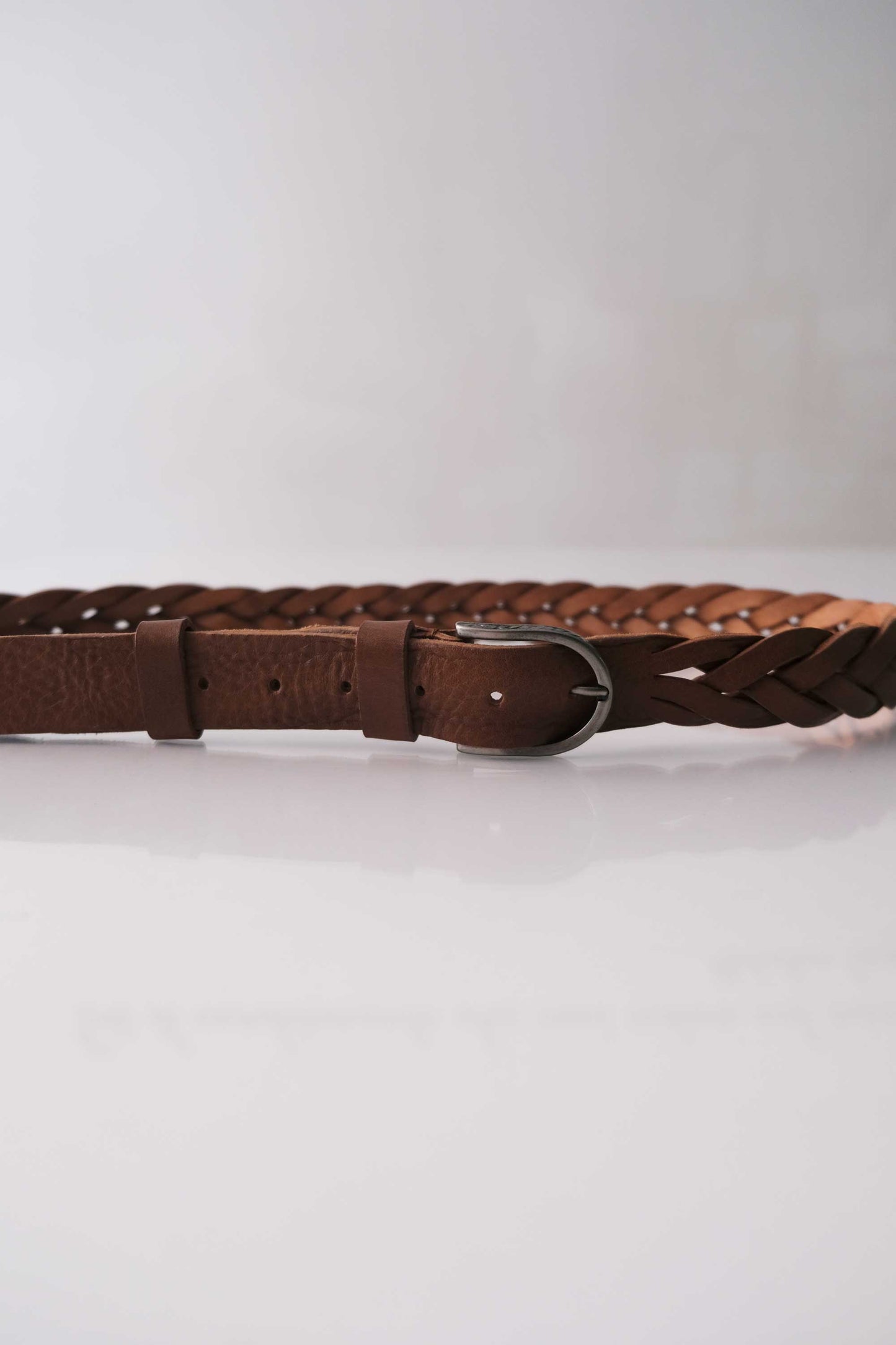 Belt Intreccio natural grain calf cognac - Made in Italy -