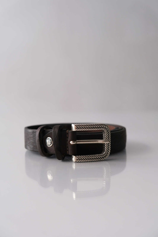 Belt Toro – Vegetable-tanned leather dark brown – Made in Italy