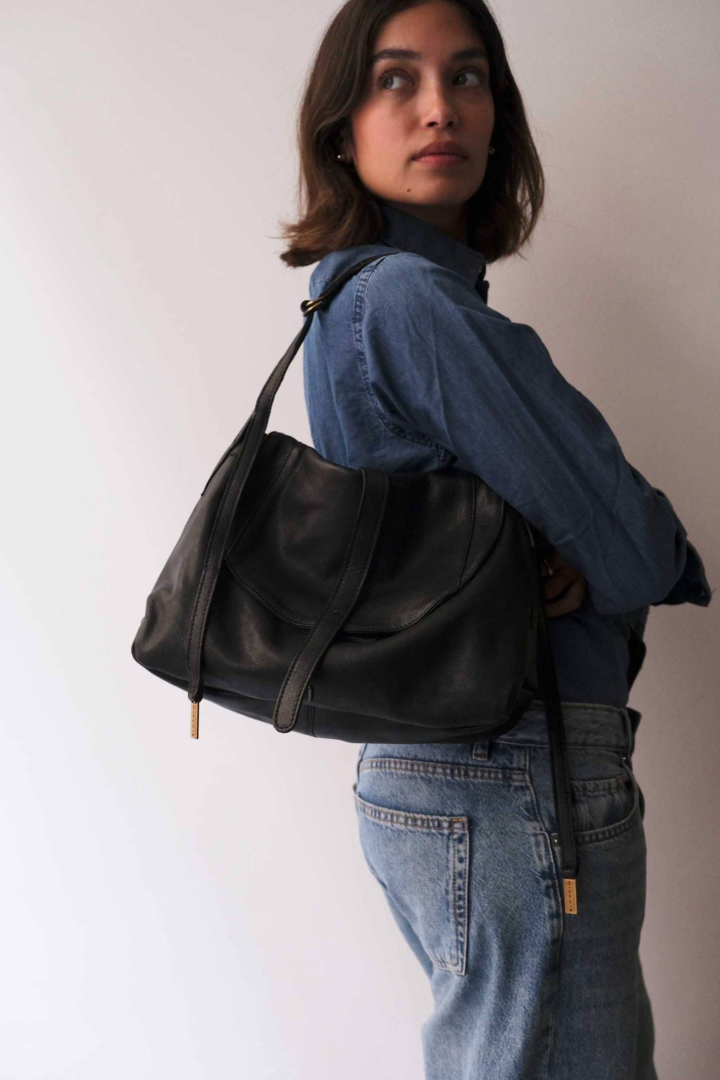 Do saddle bag in black soft nappa - Made in Italy -
