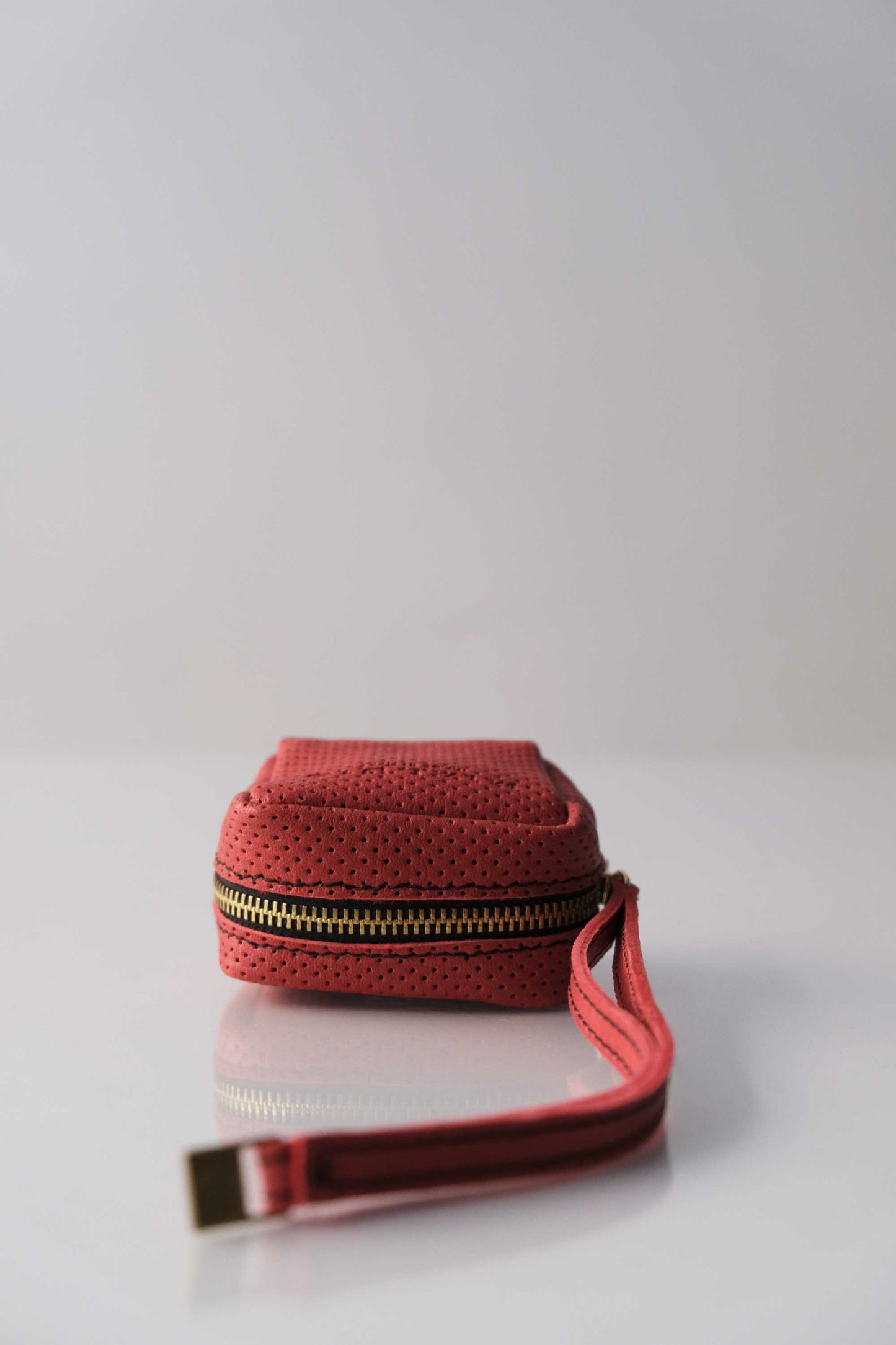 Dream box mini pochette in nappa red perforated vegetable leather - Made in Italy -