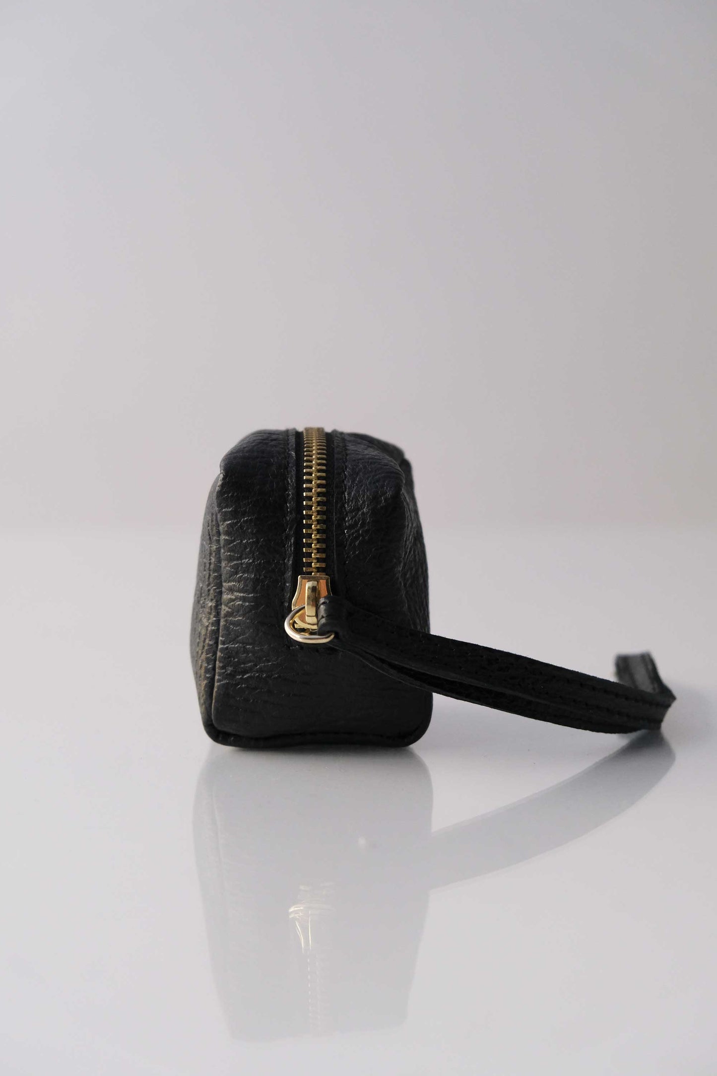 Dream box mini pochette in black printed shark calf leather - Made in Italy -