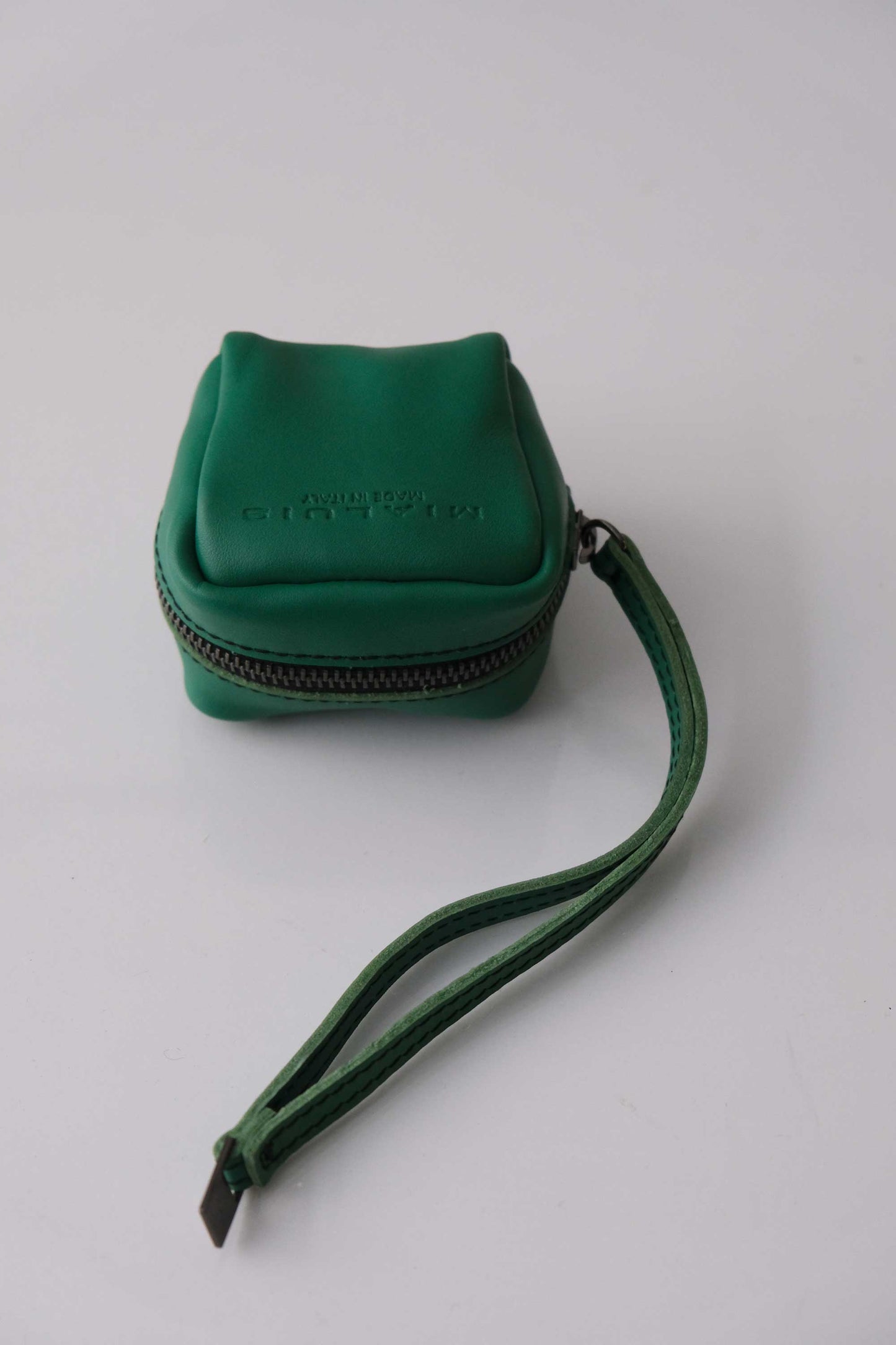 Dream box mini pochette in emerald soft leather - Made in Italy -