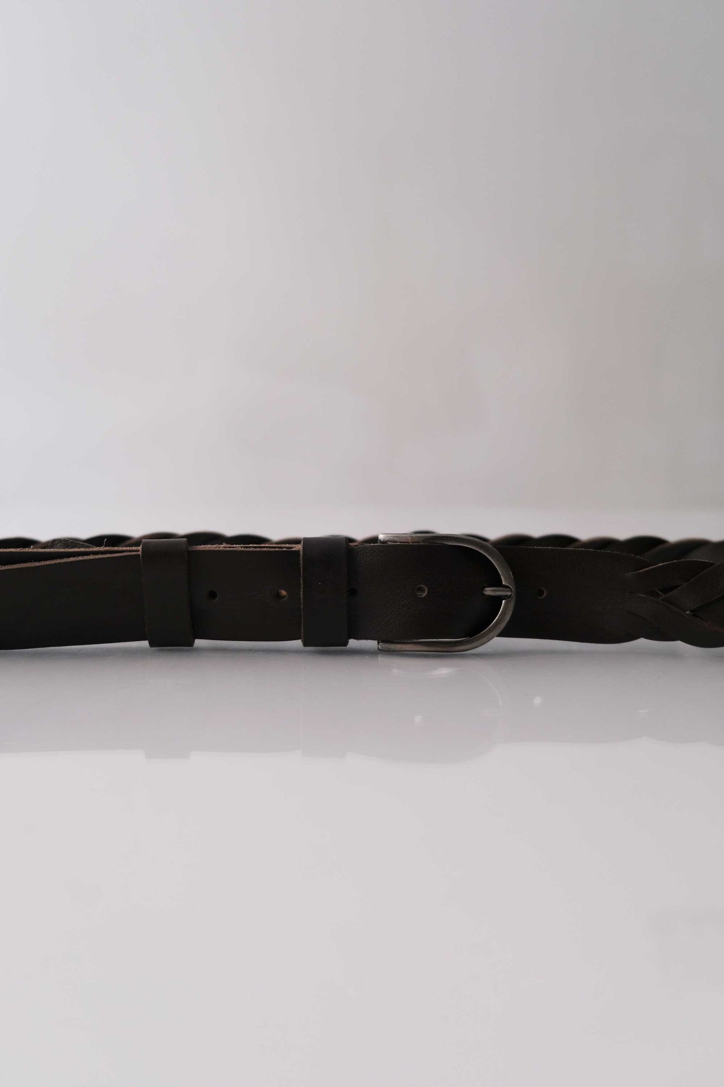 Belt Intreccio natural grain calf dark brown - Made in Italy -