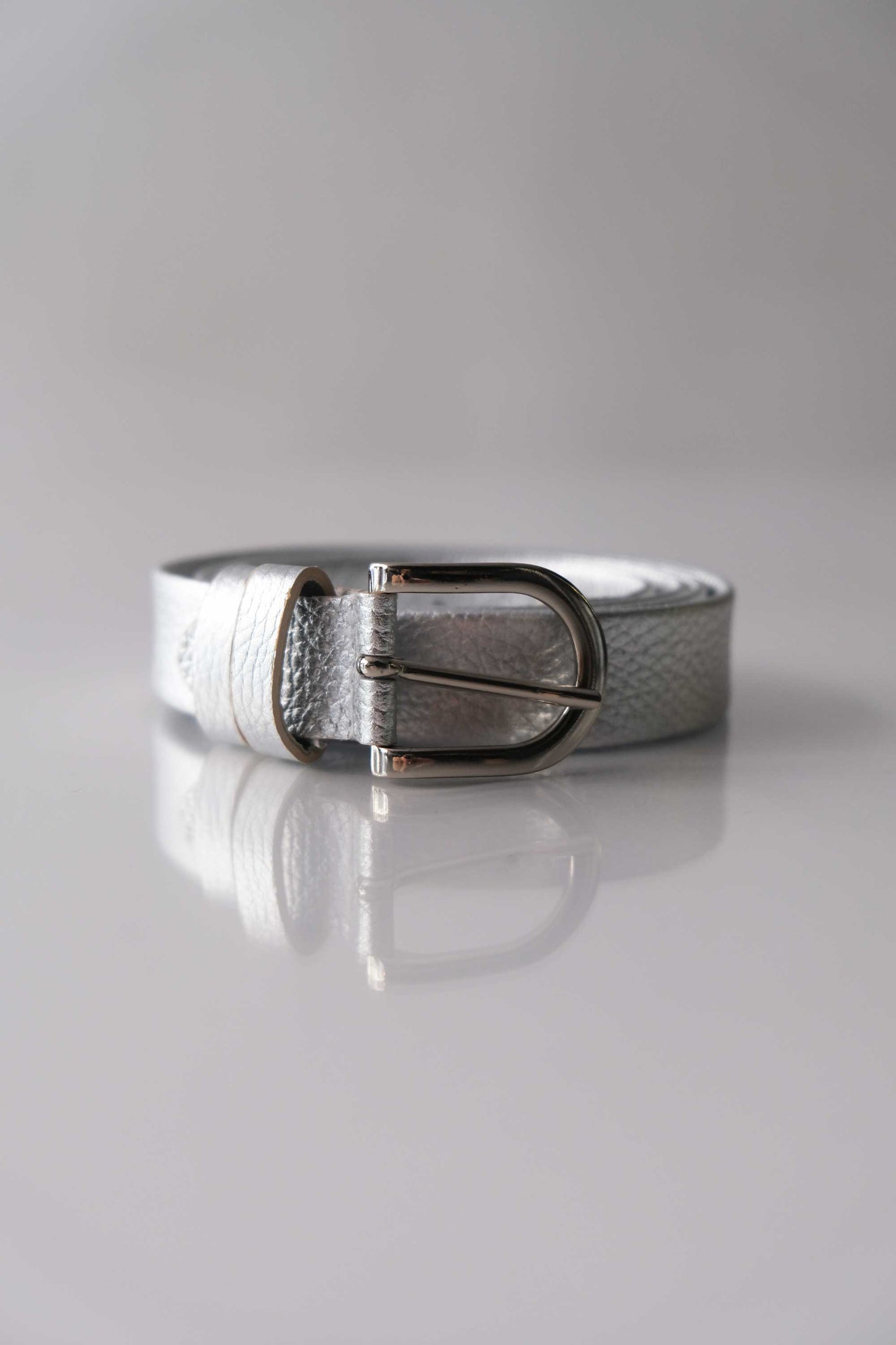 Belt Linea natural grain calf silver - Made in Italy -