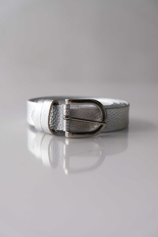 Belt Linea natural grain calf silver - Made in Italy -