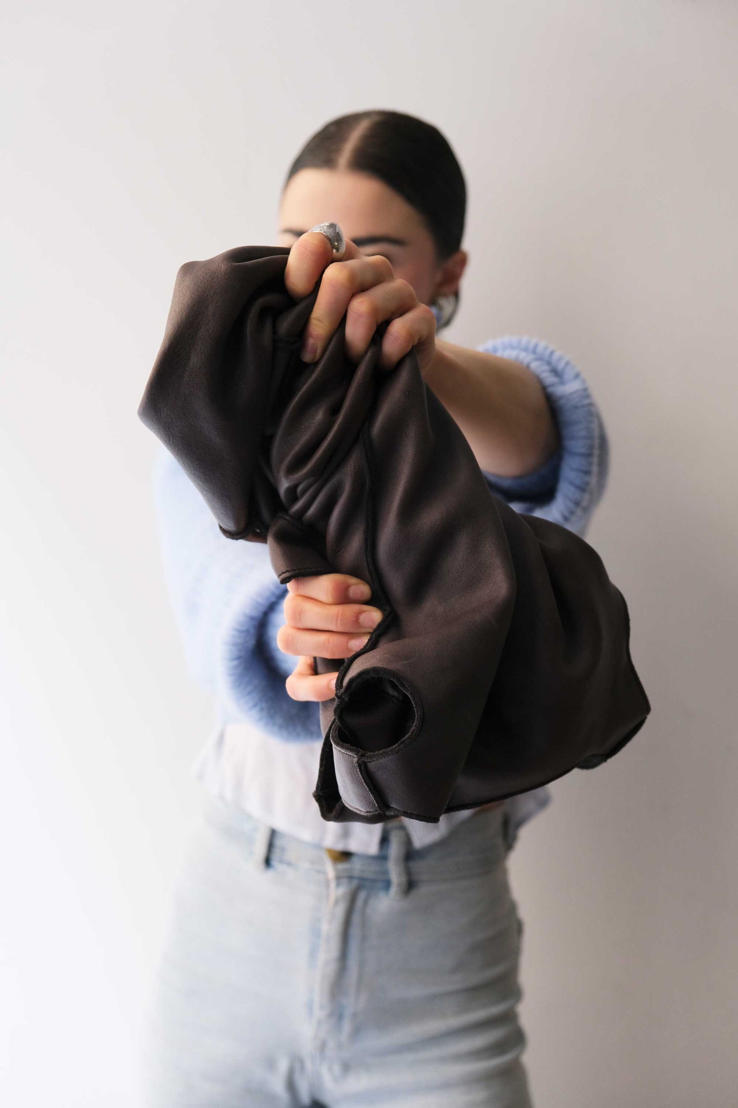 Re bag brown garment-dyed leather - Made in Italy -